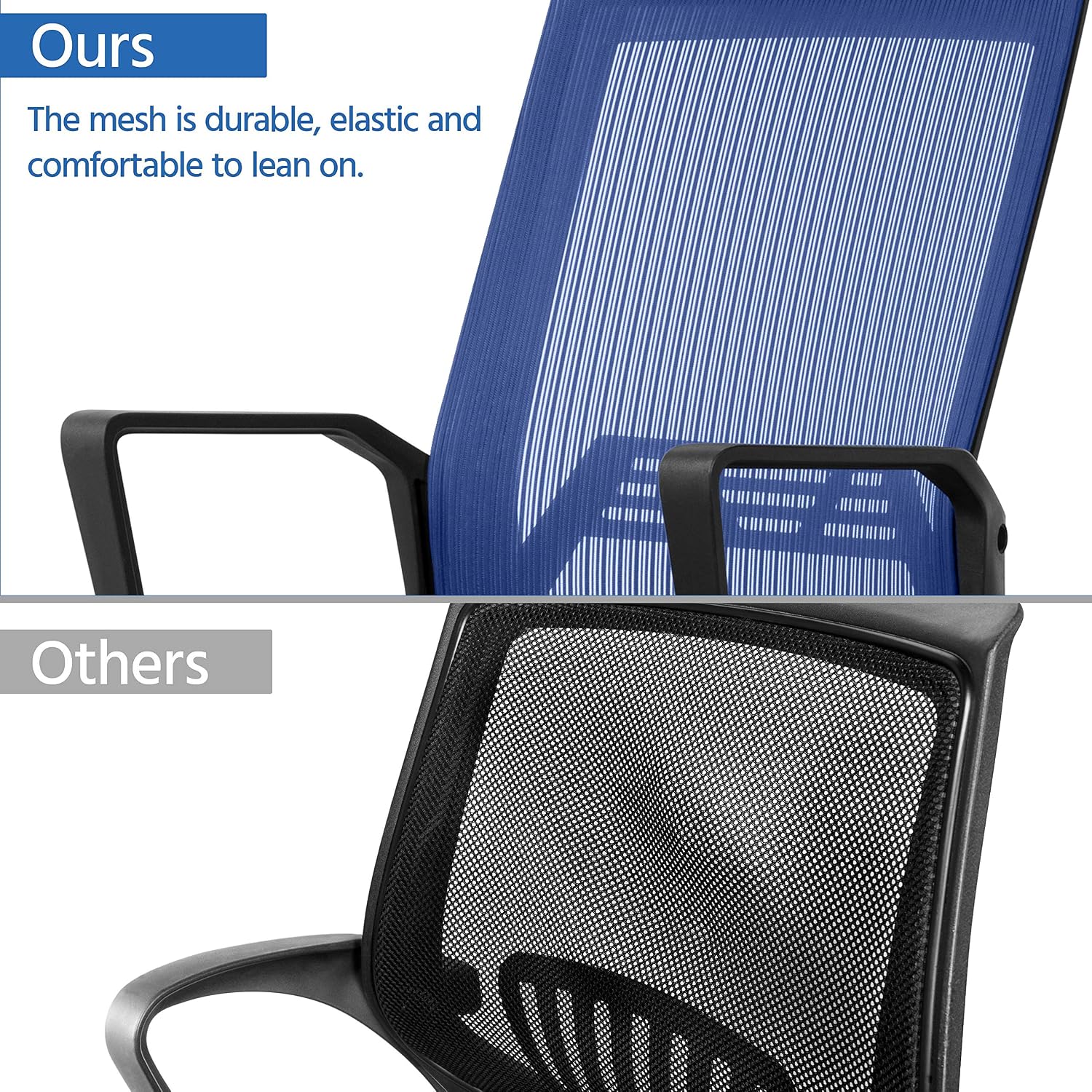 Topeakmart Mesh Mid Back Office Chair with Lumbar Support, Ergonomic Swivel Executive Chair for Workplace Blue