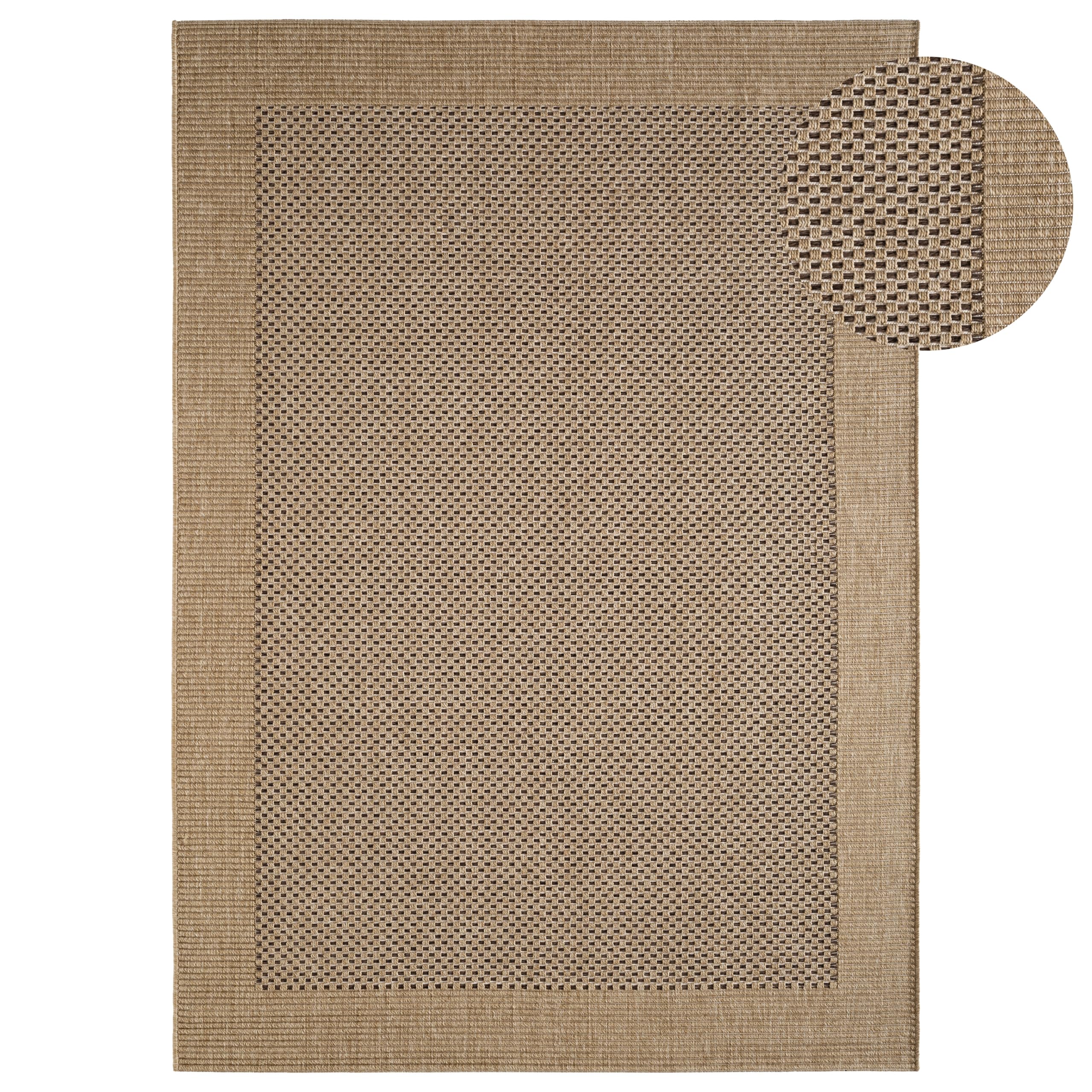 Paco Home Tappeto Per Esterno Terrazzo Balcone Tappeto Cucina Bordura Sisal Monocolore Beige, Dimensione:160x230 cm