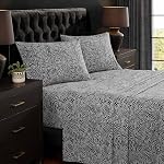 Beatrice Home Fashions Printed Microfiber Sheet Set, Soft Comfortable Easy Care, Includes 1 Fitted Sheet with 12" Deep Pockets, 1 Flat Sheet, Pillowcase, Queen, Zebra