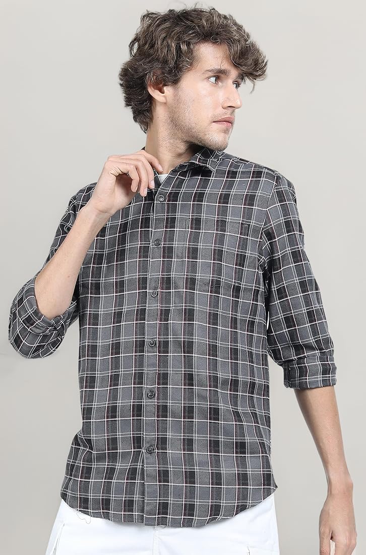KETCH Men Slim Fit Checked Full Sleeve Shirt