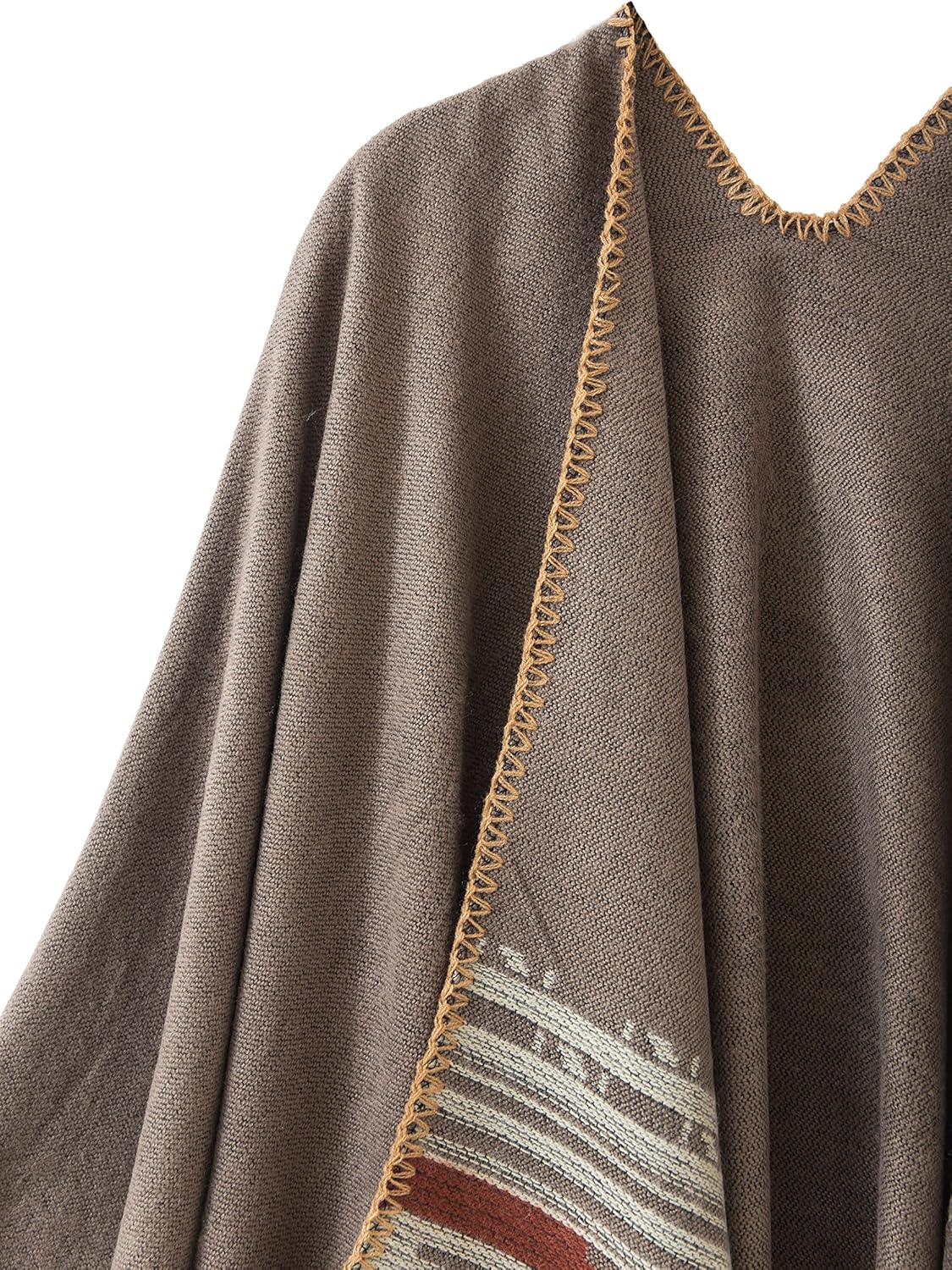 Urban CoCo Women's Color Block Shawl Wrap Open Front Poncho Cape - Image 4