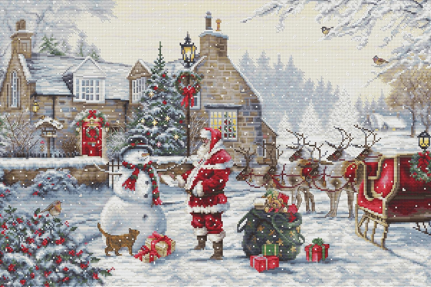 Luca-S Cross Stitch Kit Gold - Santa's Cottage, BU5011