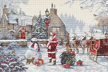 Luca-S Cross Stitch Kit Gold - Santa's Cottage, BU5011