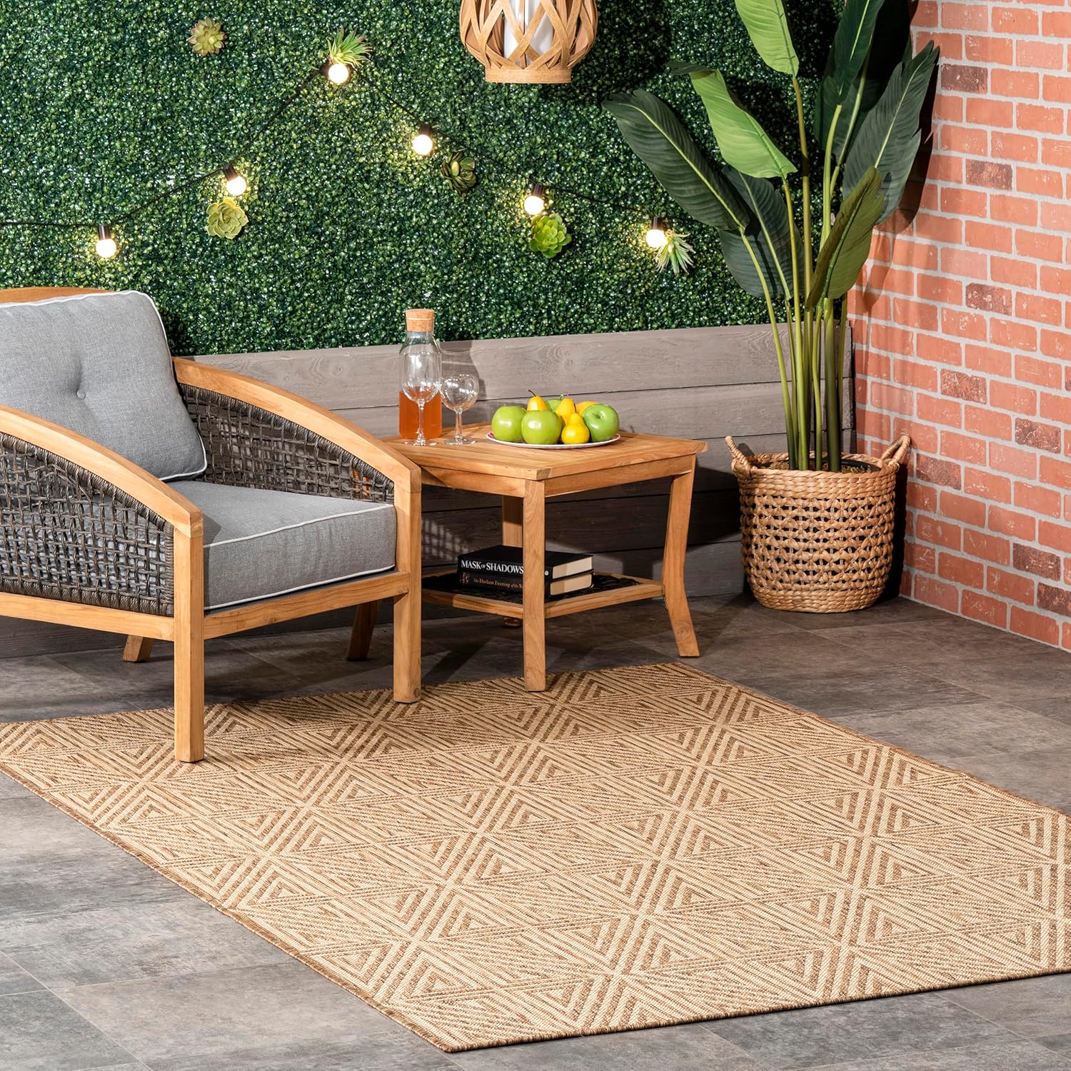 nuLOOM 4' x 6' Outdoor Performance Area Rug, Stain Resistant, Weather Resistant, High Traffic, Patio, Balcony, Outside, Harvey Brown