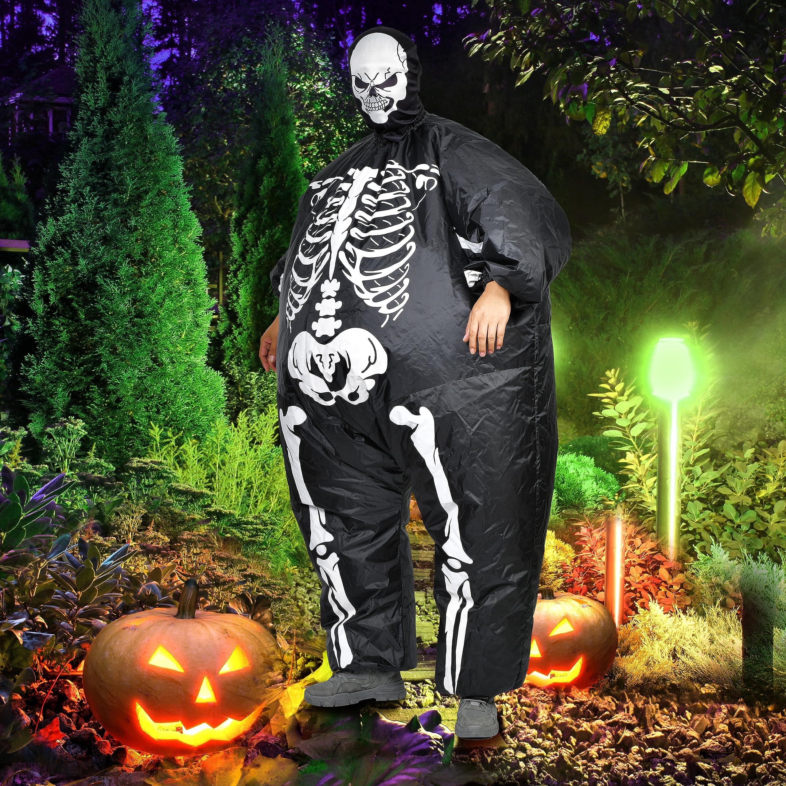 Photo 1 of 6ft Halloween Inflatable Human Skeleton, Inflatable Costume Skeleton, Inflatable Costume Adult, Blow Up Costume Fancy Dress Halloween Skeleton Full Body Inflatable Costume for Adults (One Size)