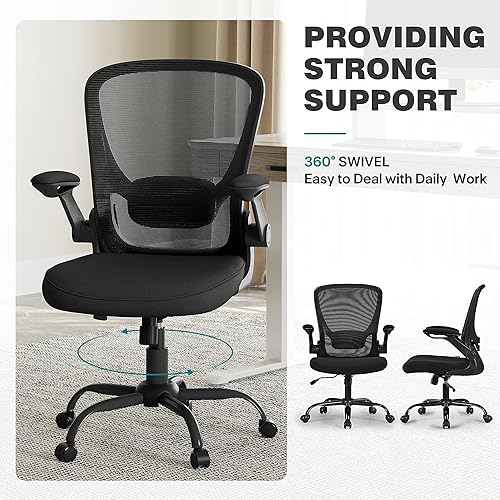 Miniatura 8 de EUREKA ERGONOMIC BIFMA Passed - Silla de oficina de malla, ergonómica con soporte lumbar ajustable, reposabrazos abatibles, silla de escritorio