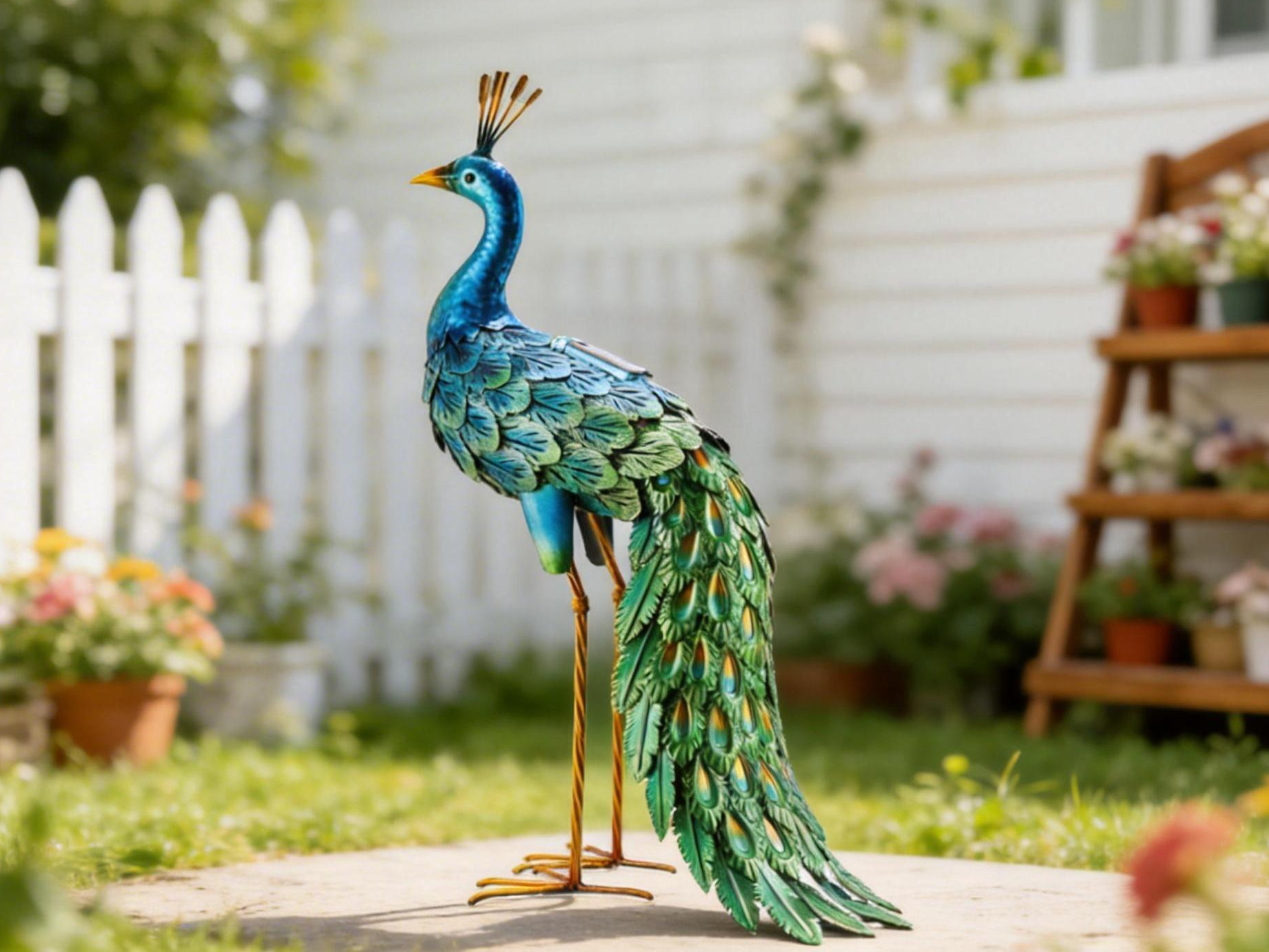 Amazon.com: chisheen Outdoor Solar Peacock Decor Garden Statue