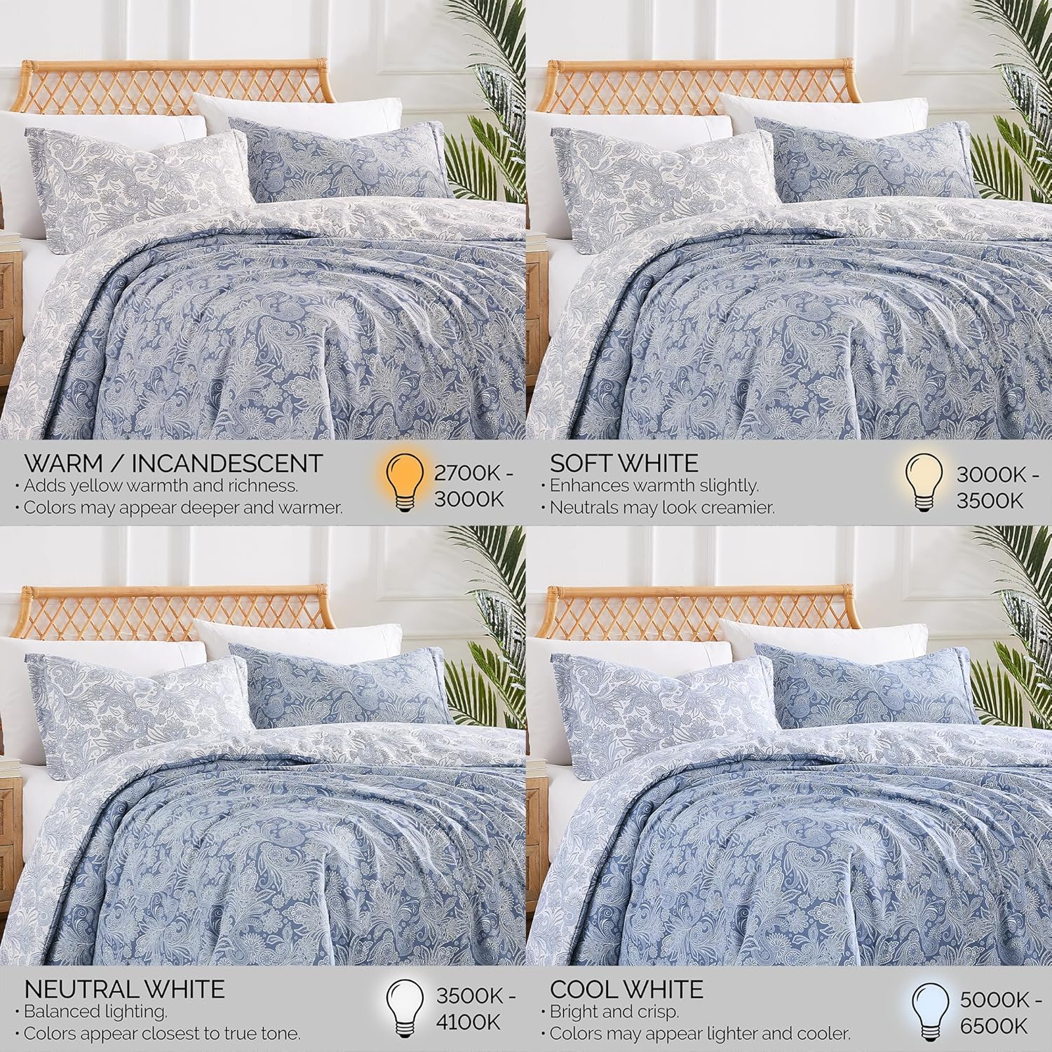 Southshore Fine Living, Inc. Oversized King Comforter Sets, Down Alternative Paisley Bedspread, Reversible Bedding Sets, California King Comforter & Matching Shams, Blue and White Paisley Bedding