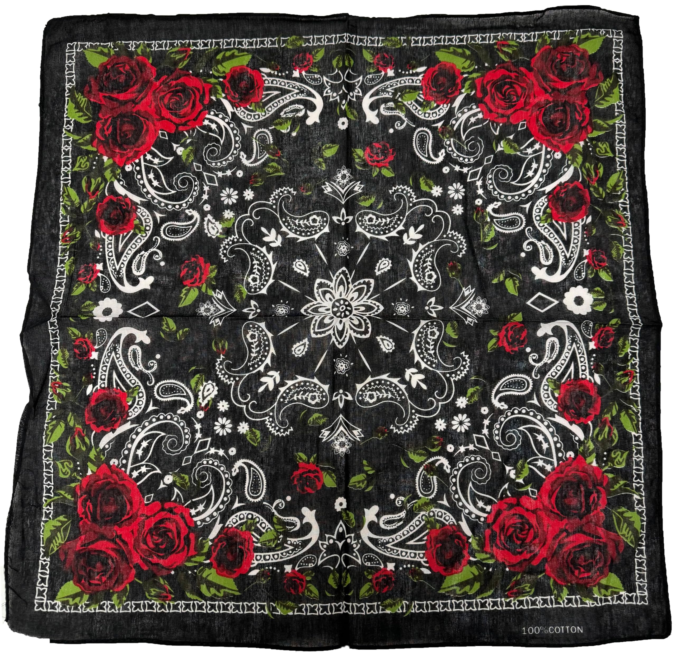 Zac's Alter Ego Alternative Red Roses & Paisley Print Bandana