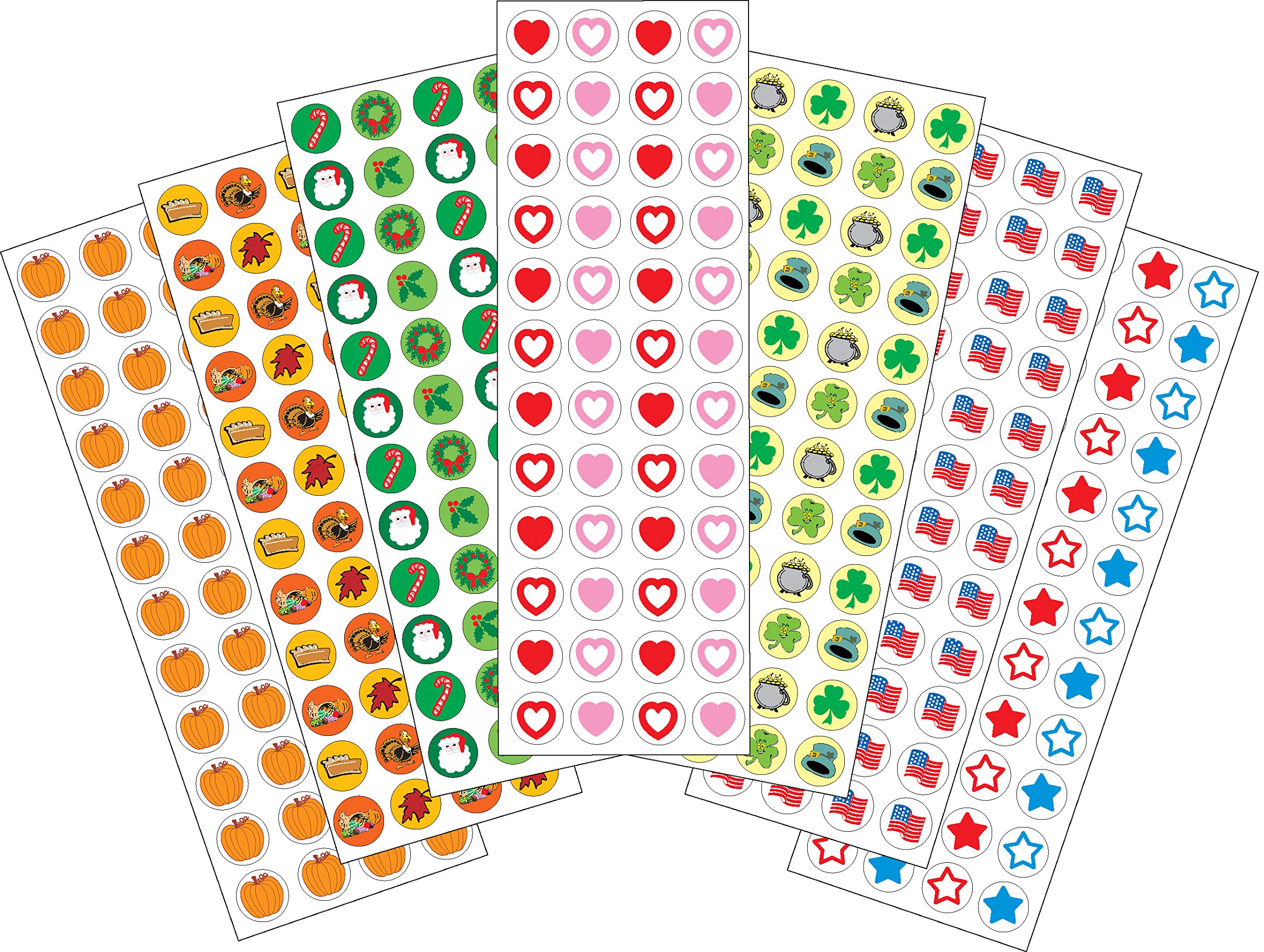 SHAPES ETC. Holiday Incentive Sticker Set 7 Sheets/288 Stickers Per Sheet Classroom Incentives Positive Behavior Rewards Chore Charts Homework Tracking Teacher School Supplies Kids Crafts USA Made