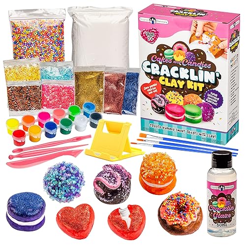 Original Stationery Air Dry Clay Cracking Kit - Multicolor Set, Ages 7+ - ASMR Clay Cracking Toy with Crackle Glaze & 12 Poster Paints - Sensory ASMR Play