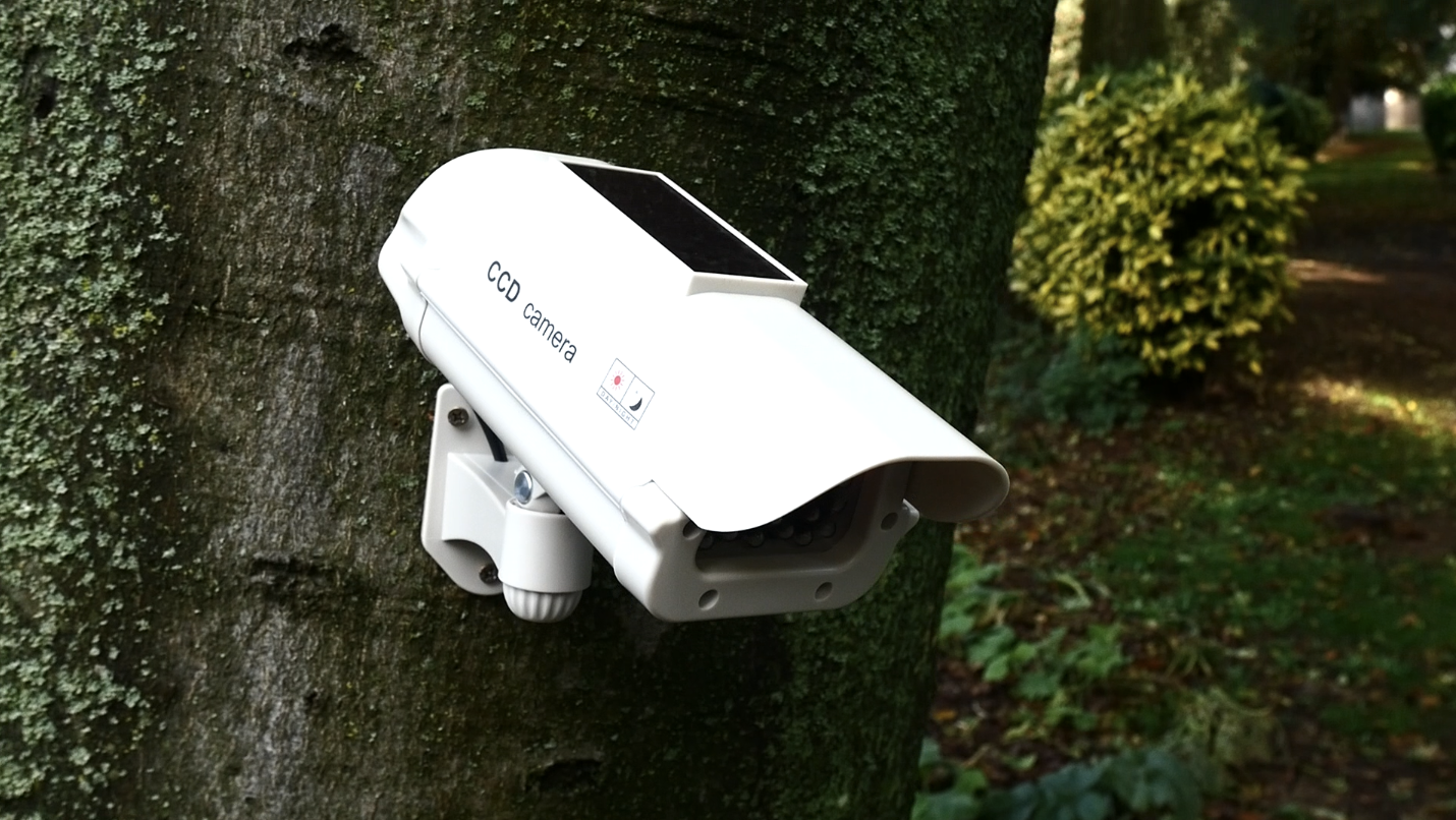 FISHTEC Telecamera Finta Per Esterno – LED Lampeggiante, Pannello Solare, Deterrente Anti-Ladri