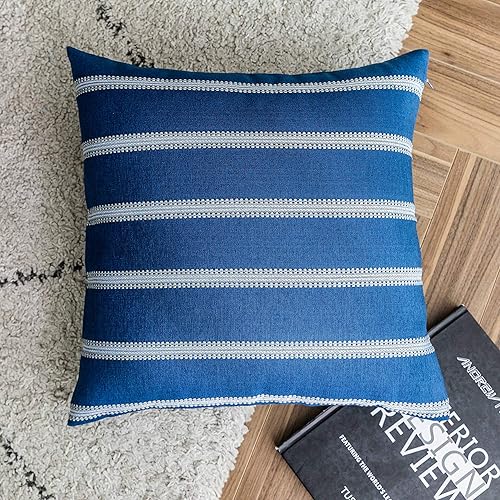 Vista 12 de Home Brilliant Large Stripe Decorative Pillow Covers Euro Shams Cover for Living Room, 24x24 inches(60x60 cm) Set of 2, Tan
