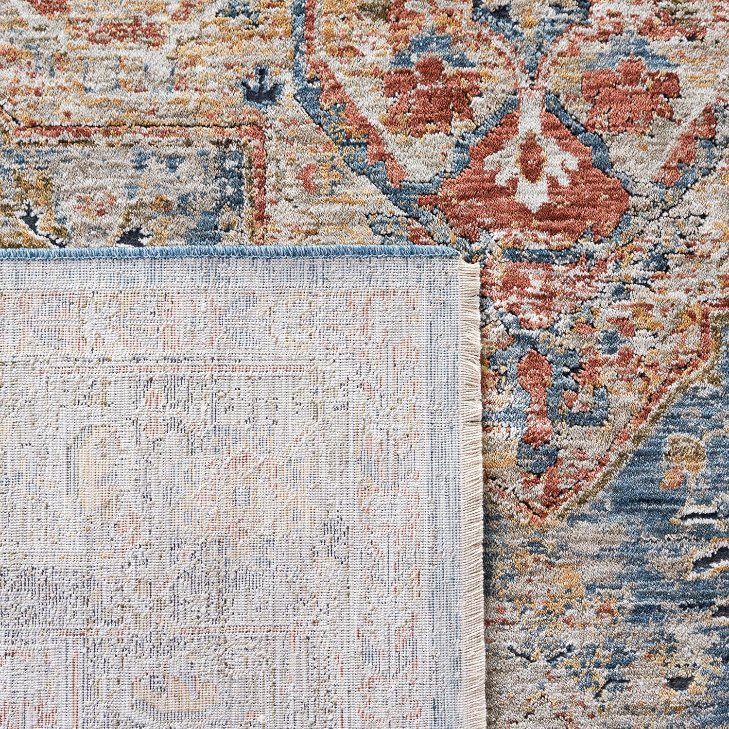 SAFAVIEH Silverado Collection Runner Rug - 2' x 8', Blue & Rust, Vintage Distressed Design, Non-Shedding & Easy Care, Ideal for High Traffic Areas in Living Room, Bedroom (SVD110M)
