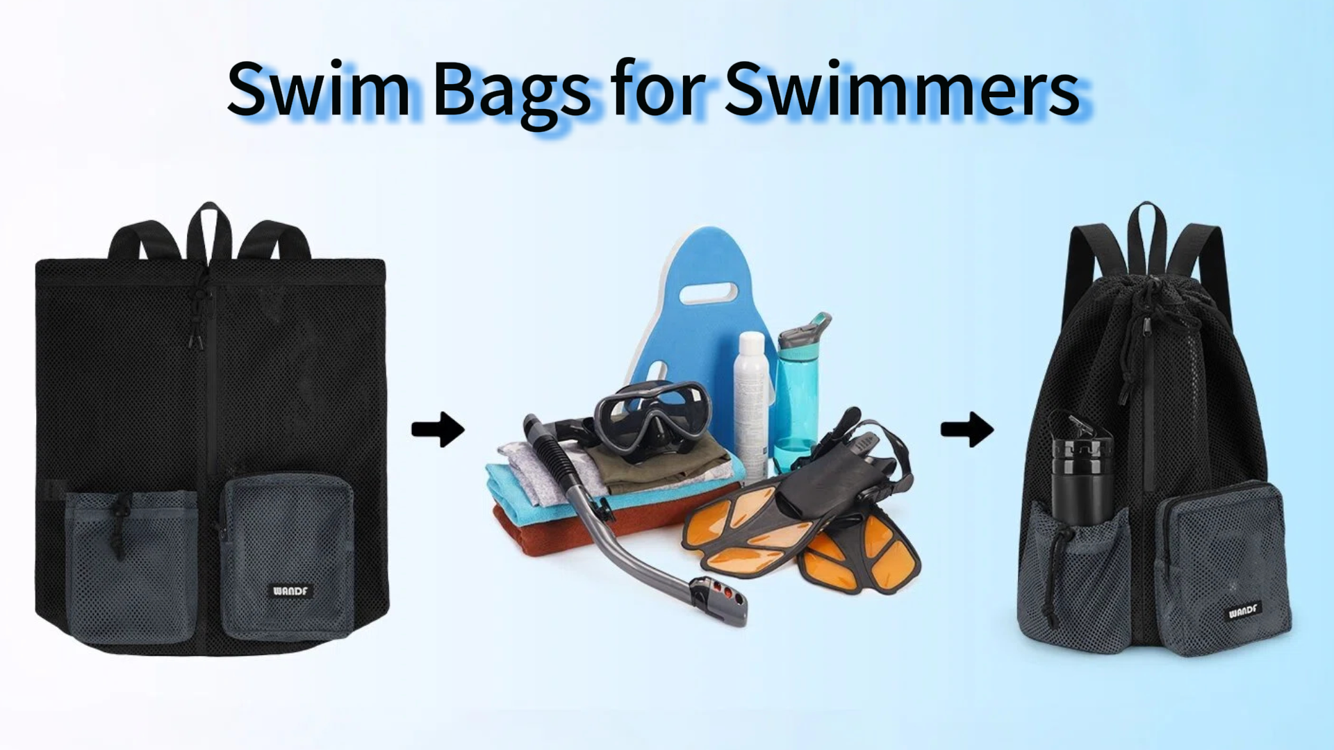 Amazon.com: WANDF Swim Bag for Swimmers, Mesh Beach Backpack (L
