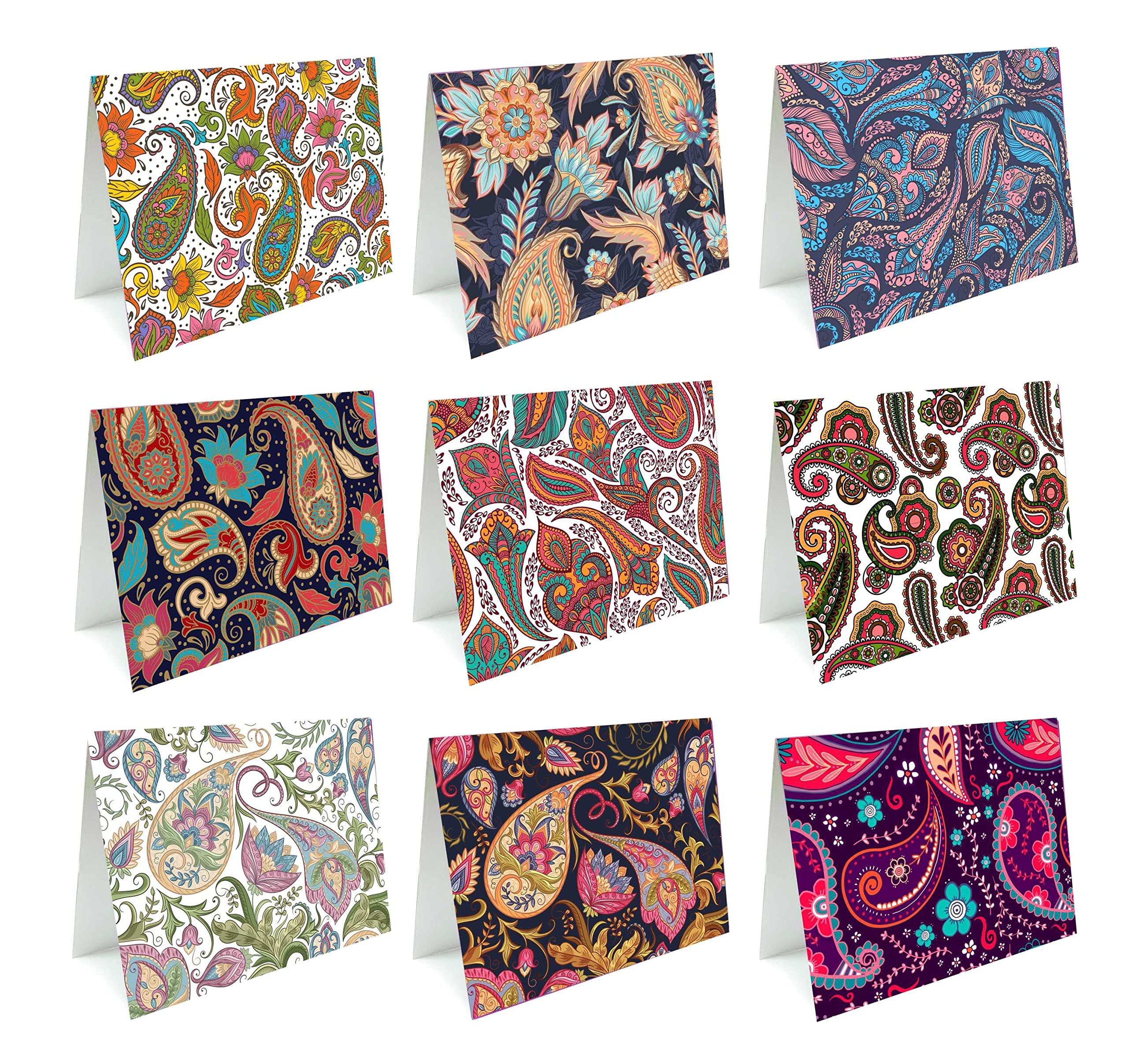 SVM CRAFT® Mini Pattern all purpose greeting card-Mini Note cards 18 Different 3.9 x 2.9 Inch Blank Greeting Cards White Envelopes.