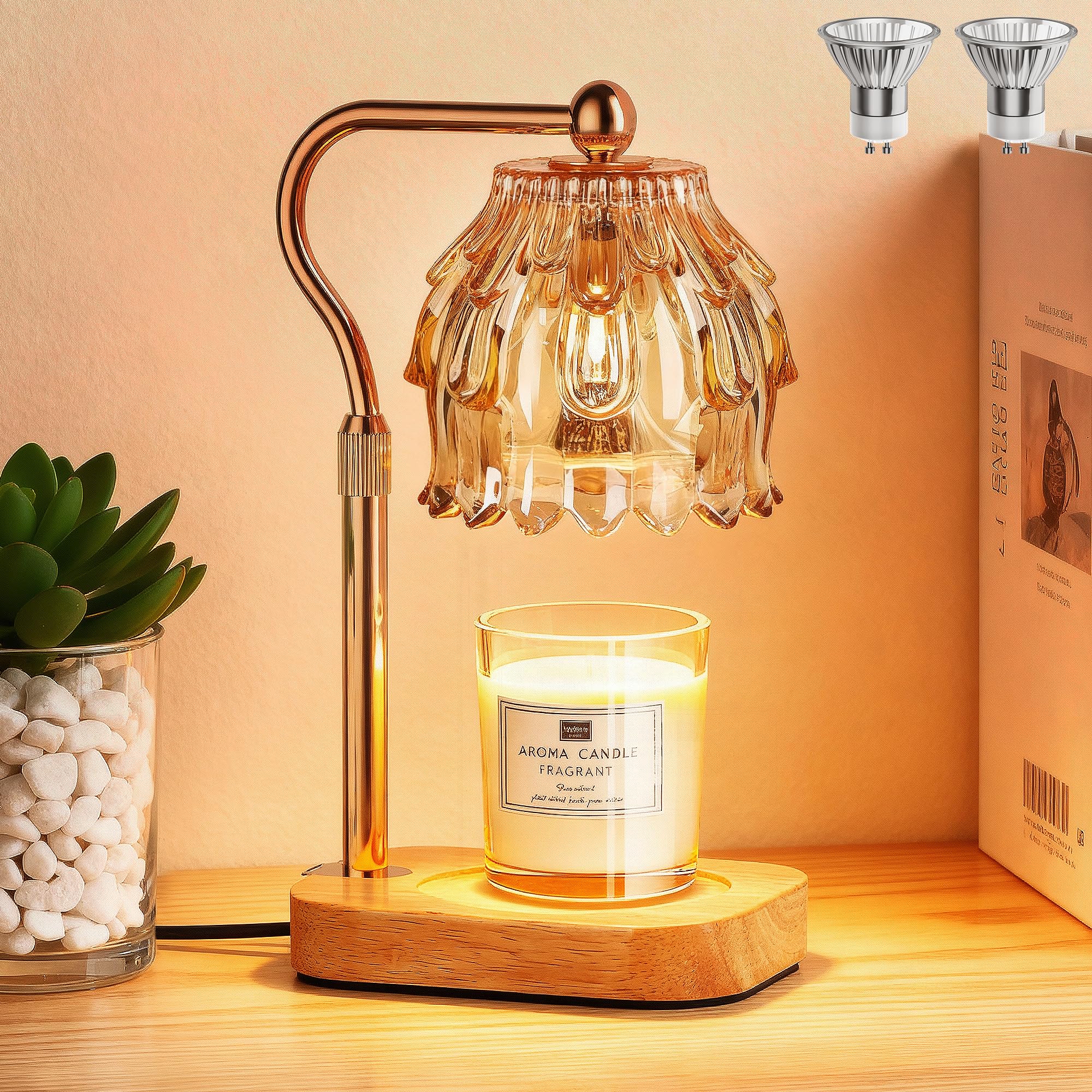 ROTTOGOON Candle Warmer Lamp with Timer and Dimmer, Candle Warmer Lamp Adjustable Height  Brightness, Birthday Gifts for Mothers, Women, Girlfriend, Candle Lamp for New House ⟮Transparent⟯