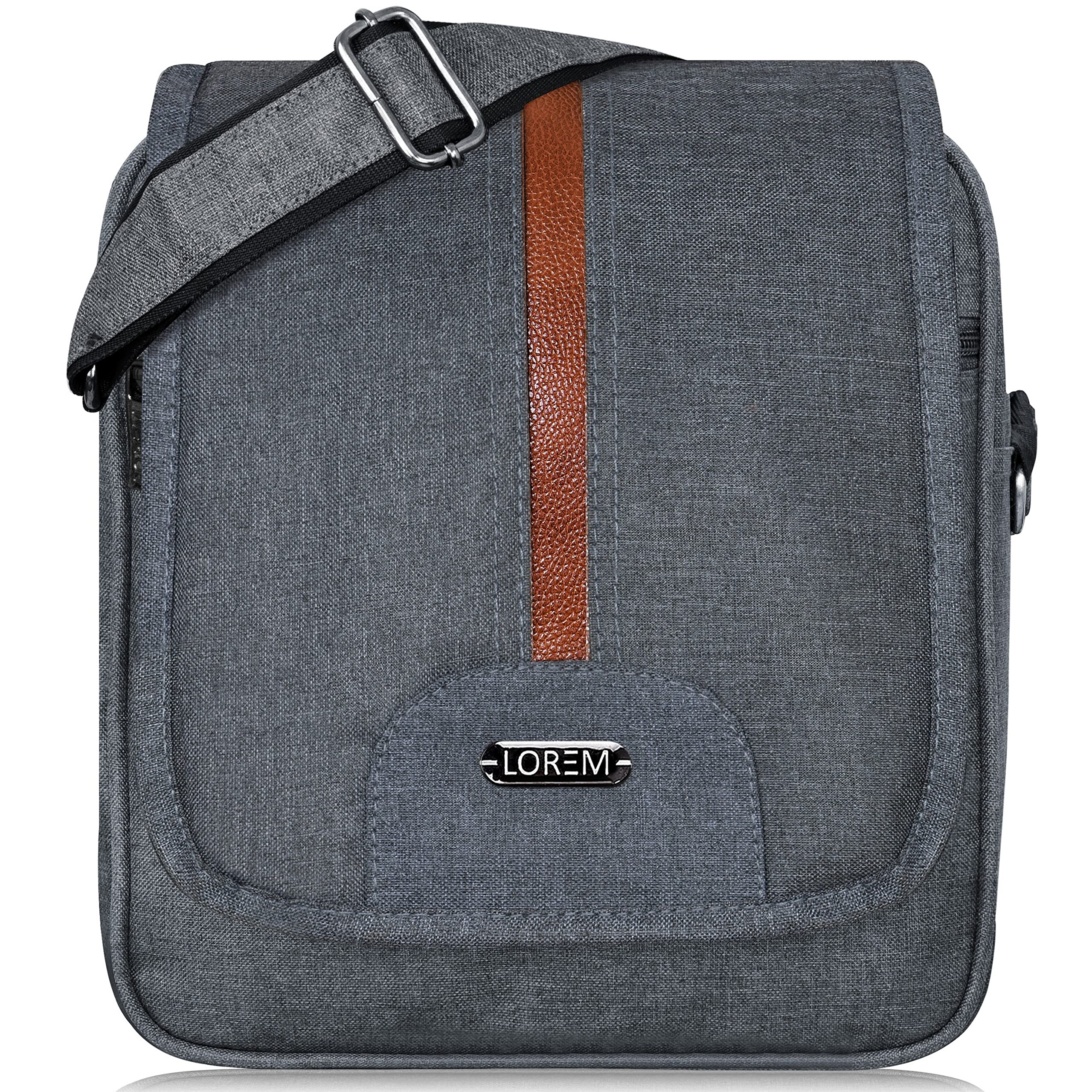 Grey Casual Linen Textured Cross Body Sling Bag For Men SL07-image-2