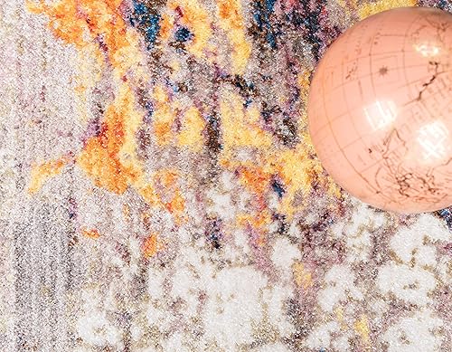 Miniatura 5 de Unique Loom Downtown Collection - Alfombra abstracta en tonos vibrantes y pastel, 4 pies x 6 pies, multicolor y beige