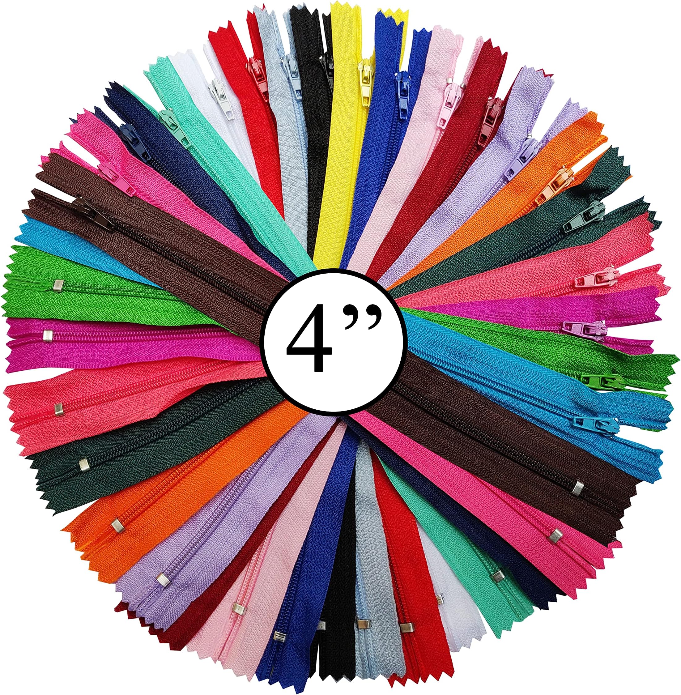 KGS Nylon Zipper for Sewing Crafts | 20 Assorted Colours | Size: 4 Inch / 10 cm | 40 Zippers/Pack | Multicolor #3 Zippers for Sewing Supplies and Replacement in Bags, Pouches, Skirts, Dresses