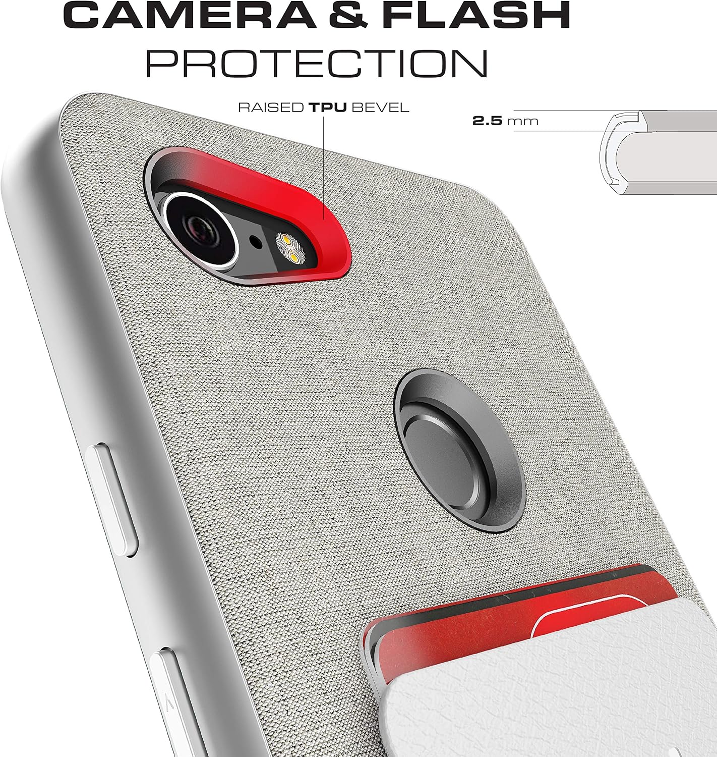 Ghostek Exec Slim Shockproof Card Wallet Case Designed for Google Pixel 3 XL – Silver