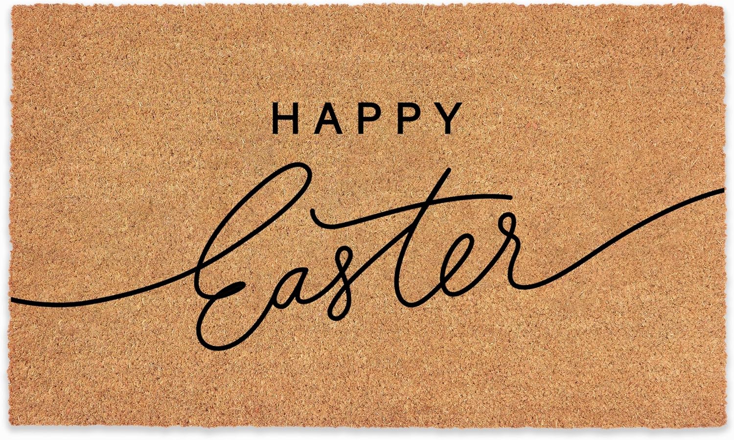 Happy Easter Doormat 18x30 Inch – Natural Coir Welcome Door Mat with Modern Script Design, Non-Slip Backing, Indoor Outdoor Front Porch Entryway Spring Easter Decor (Handwritten)