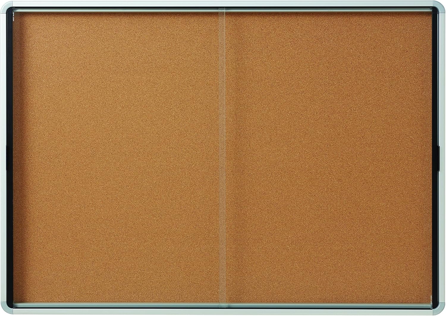 EISC3956 GlideShield enclosed bulletin board, sliding glass doors