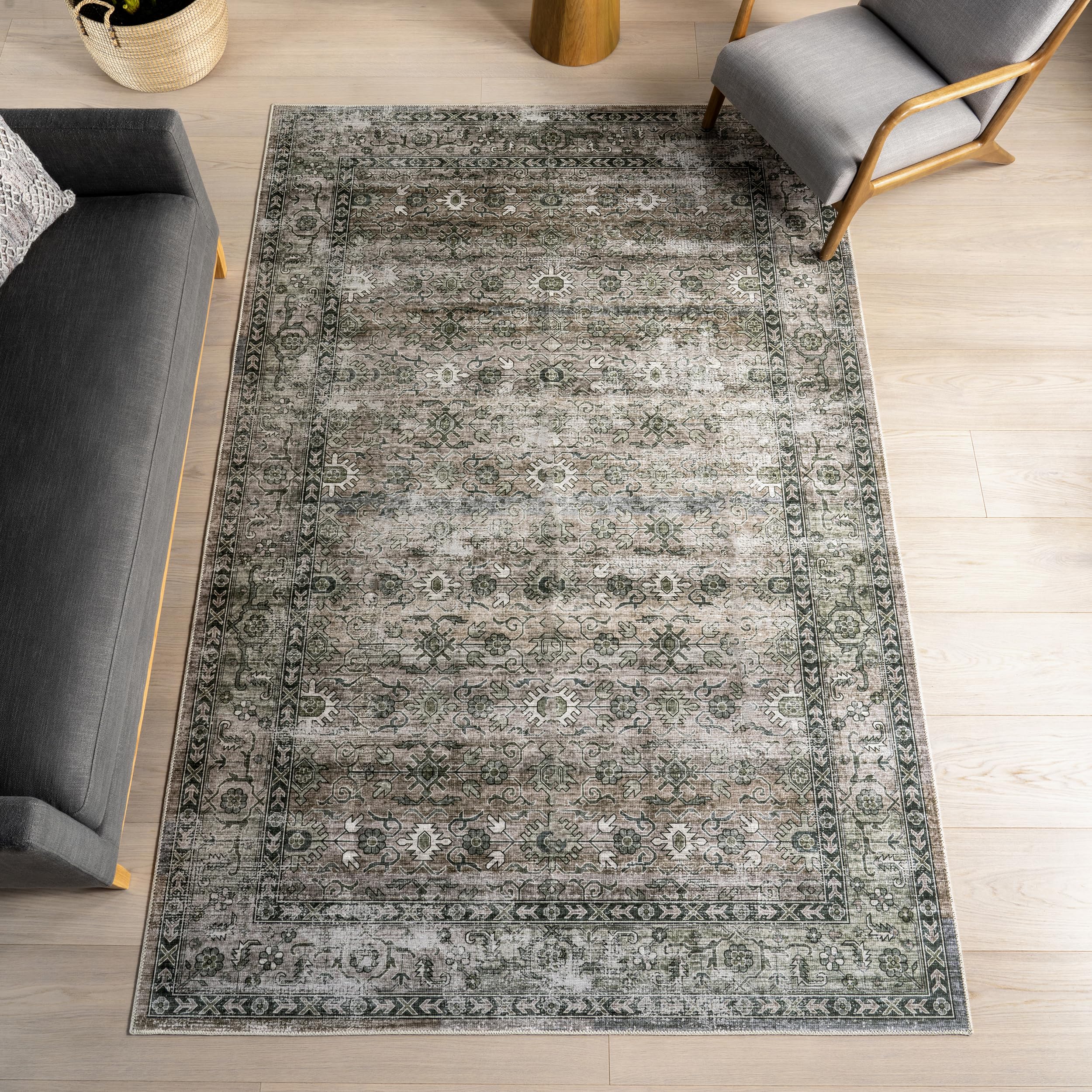 nuLOOM 6' x 9' Machine Washable Area Rug with Waterproof Spill Proof Surface, Non Slip Backing and Stain Resistant for Living Room, Bedroom, Kitchen,