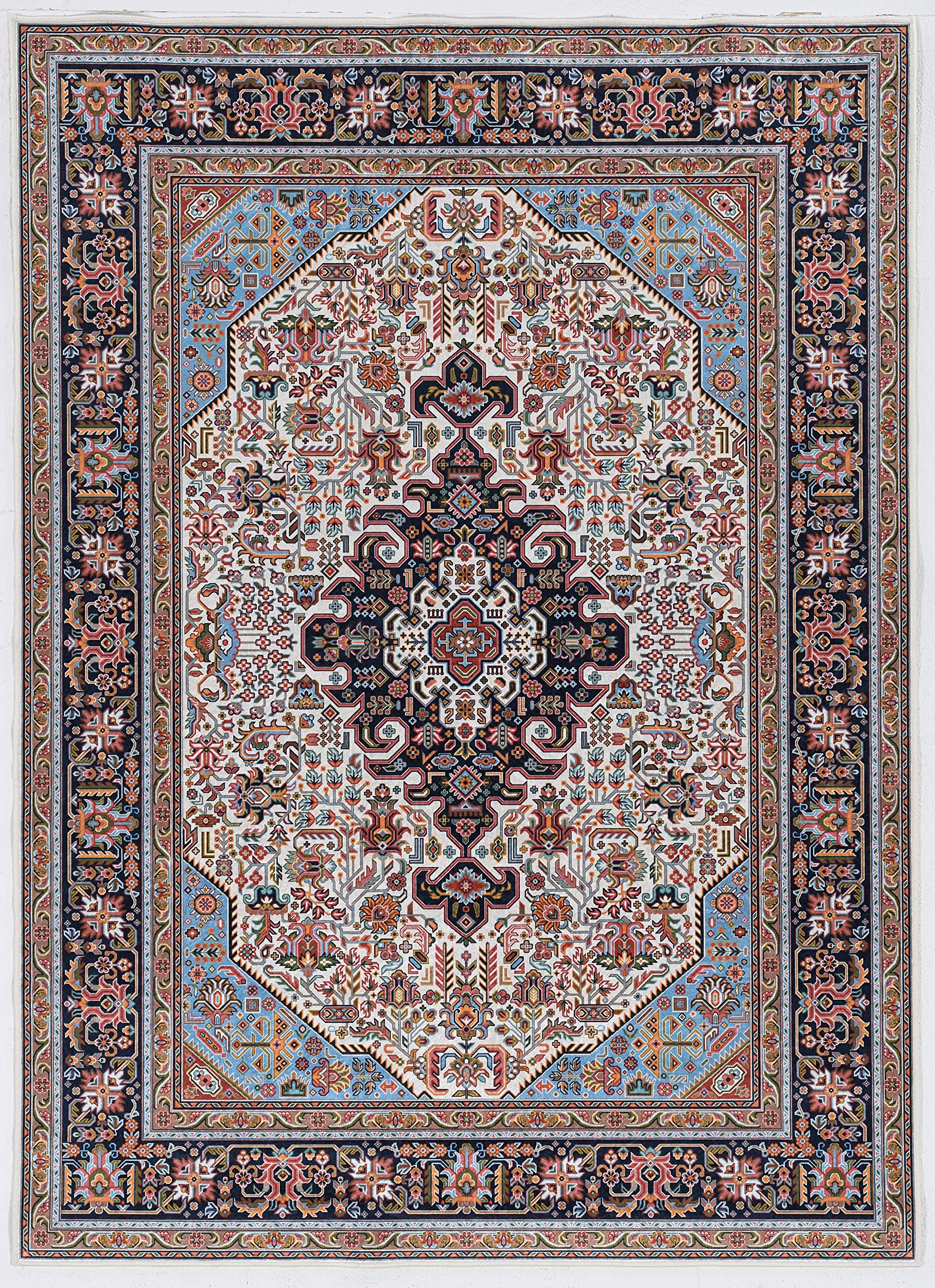 Linon Home Decor Products Honora Butte Ivory Blue 33 x 5 Accent Rug