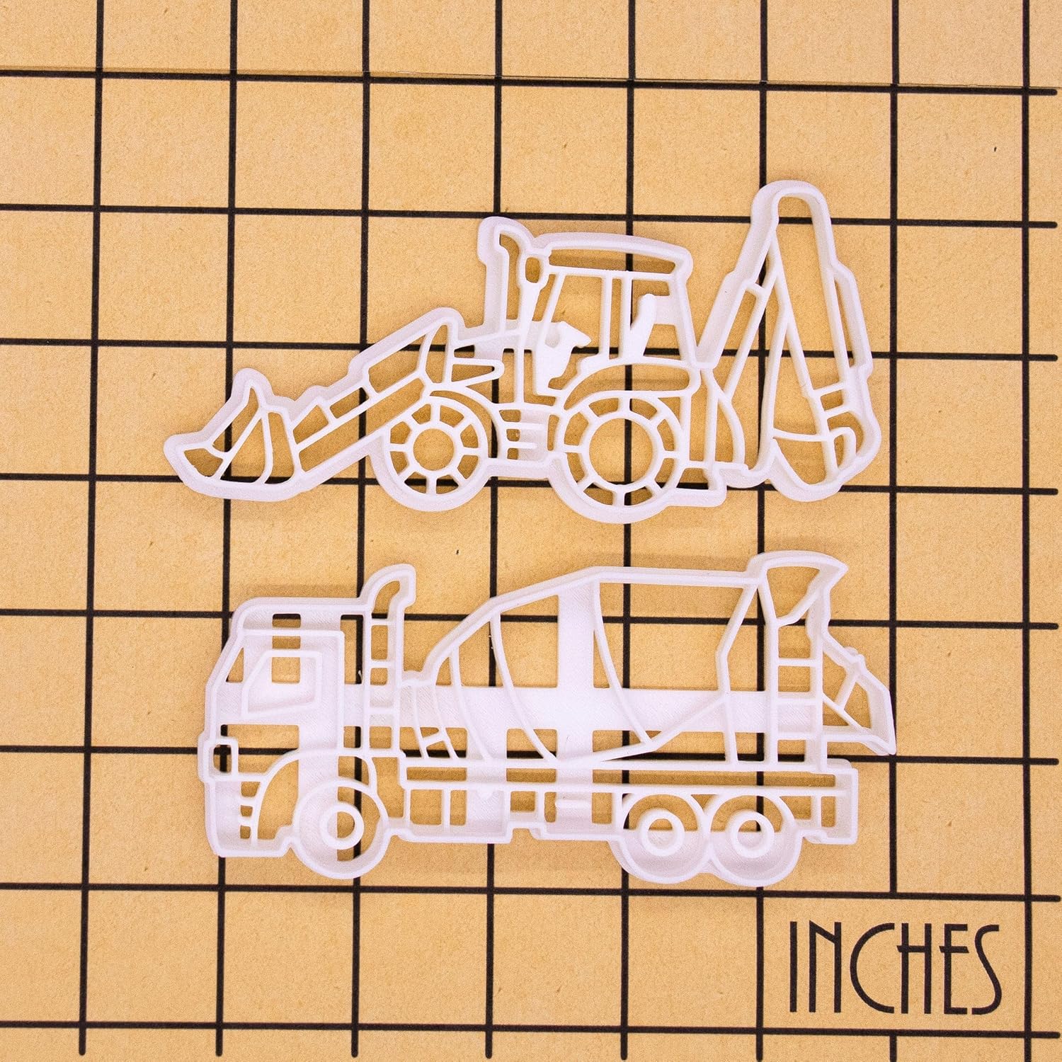 Set of 2 Construction themed cookie cutters (Designs: Cement Mixer and Excavator Digger), 2 pieces - Bakerlogy