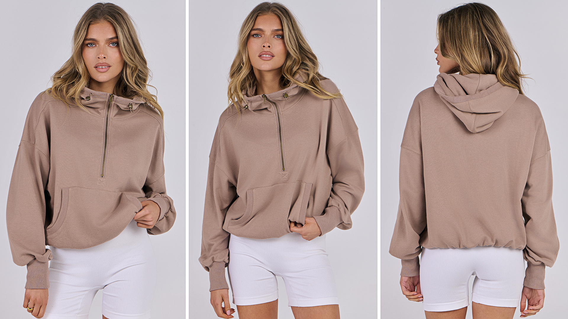 Fisoew Women's Cropped Zip Up Hoodie Sweatshirts Long Sleeve