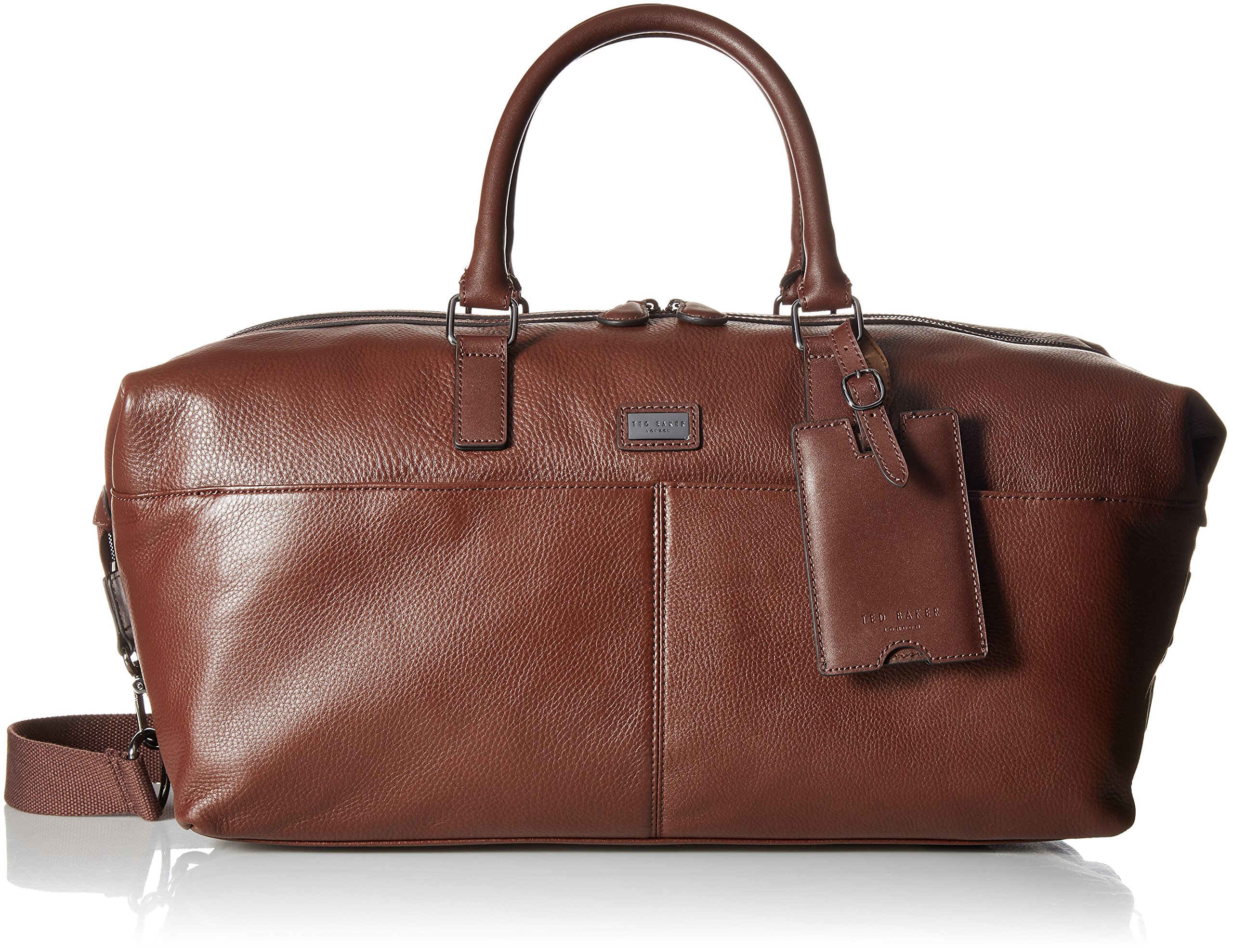 Ted Baker Mens Tiger Leather Holdall Duffel Bags Brown