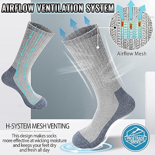 Miniatura 3 de ProEtrade 4 Pairs Merino Wool Hiking Socks Thermal Warm Winter Cushion Moisture Wicking Boot Socks for Men