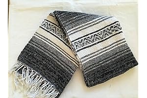 Meximart's® Handwoven Cotton Yoga Blanket for Ultimate Comfort and Versatility (Black)