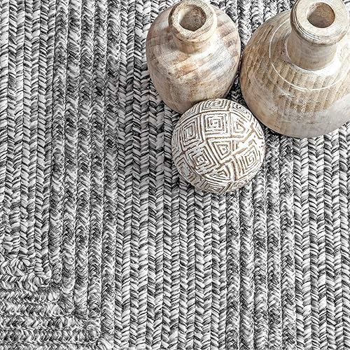 Miniatura 7 de nuLOOM Rowan - Alfombra de pasillo para interiores y exteriores, con textura trenzada, 2 pies 6 pulgadas x 8 pies, gris