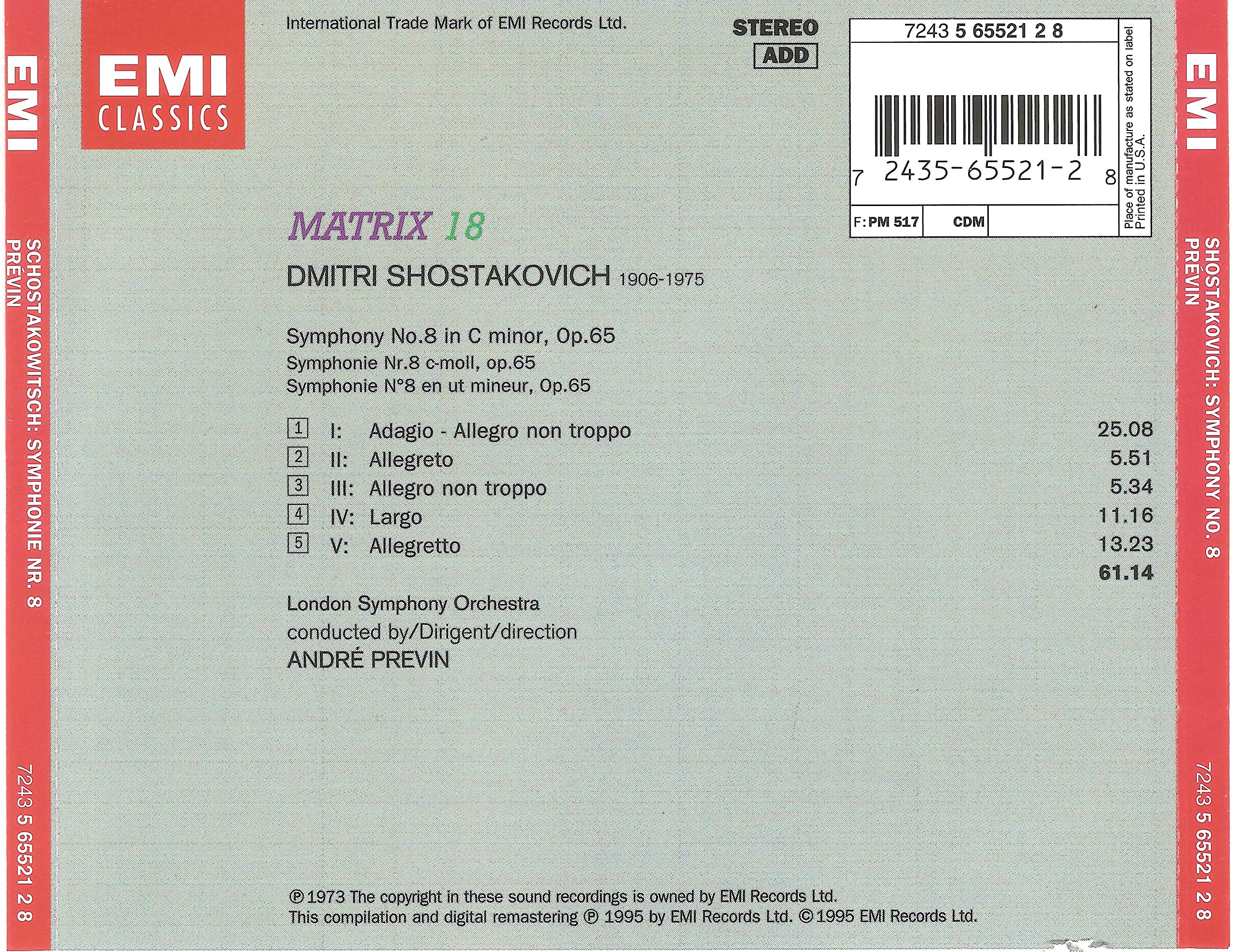 Matrix 18 - Shostakovich: Symp [Audio CD] Matrix 18 - Shostakovich: Symp