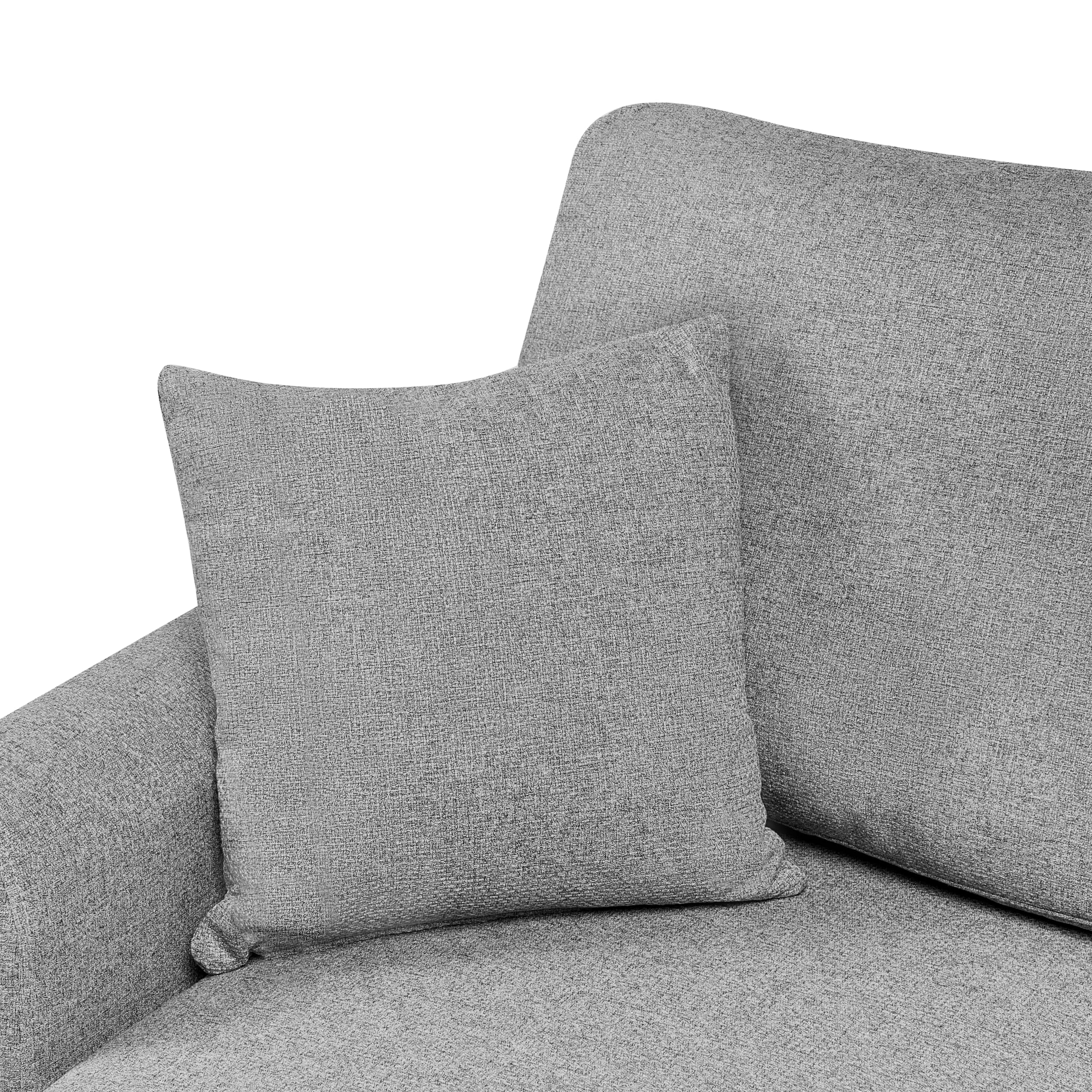 Nowoczesna sofa narażona rozkładana przechowywanie narożnik tapicerowany prawostronny oparcie z dodatkowymi poduszkami szara Nassjo