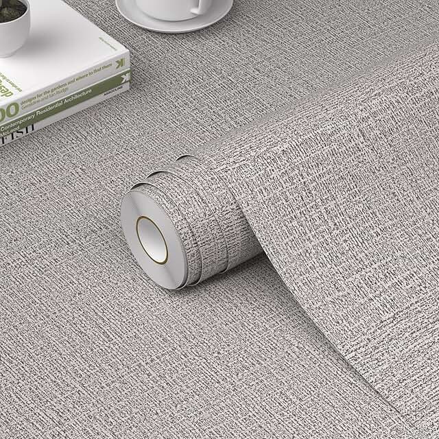 WADILE Grasscloth Peel and Stick Wallpaper 15.7in x 78.7in, Textured Con...