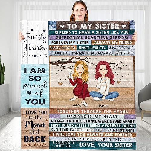 Miniatura 6 de Regalos de cumpleaños para hermana con texto en inglés To My Sister, manta personalizada con cambio de nombre de peinado, regalo de Navidad para el