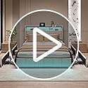 KeepGoon Polsterbettrahmen mit USB Ladestation und LED-beleuchtetem Kopfteil, 200×160cm Doppelbett Stauraumbetten Funktionsbett Bettgestell, Bettrahmen mit 4 Schubladen Grau – Bild 8