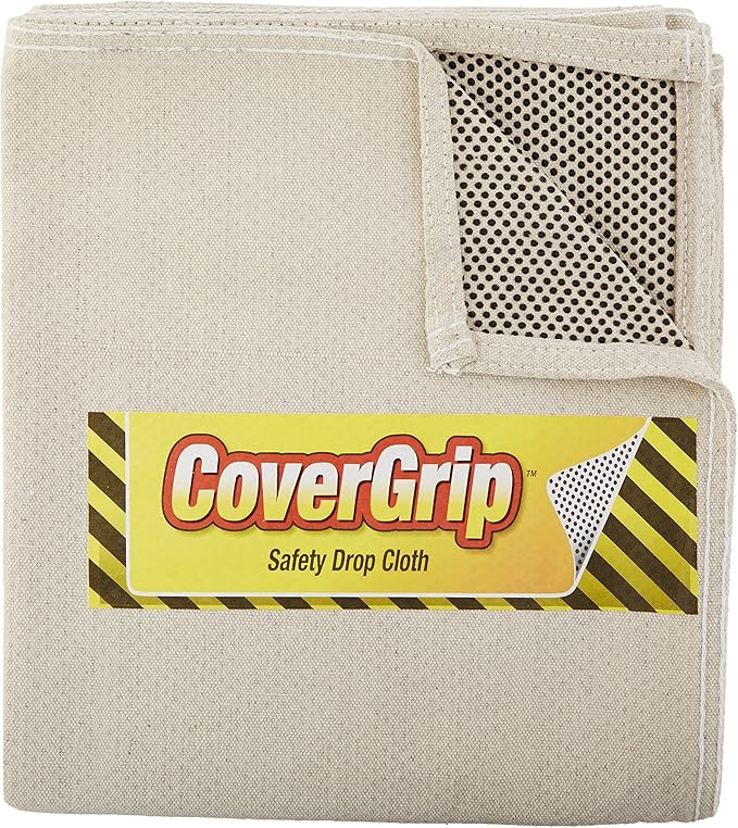 CoverGrip Quick Drop 8 oz Canvas Safety Drop Cloth, 3.5' x 4'