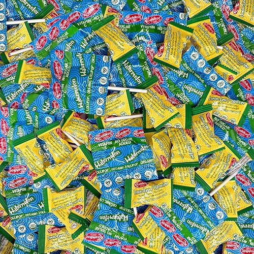 Koochikoo - Mezcla de caramelo duro orgánico sin azúcar, paquete de 8 onzas, 46 unidades, paletas de sandía y gotas de limón, sin gluten, veganos