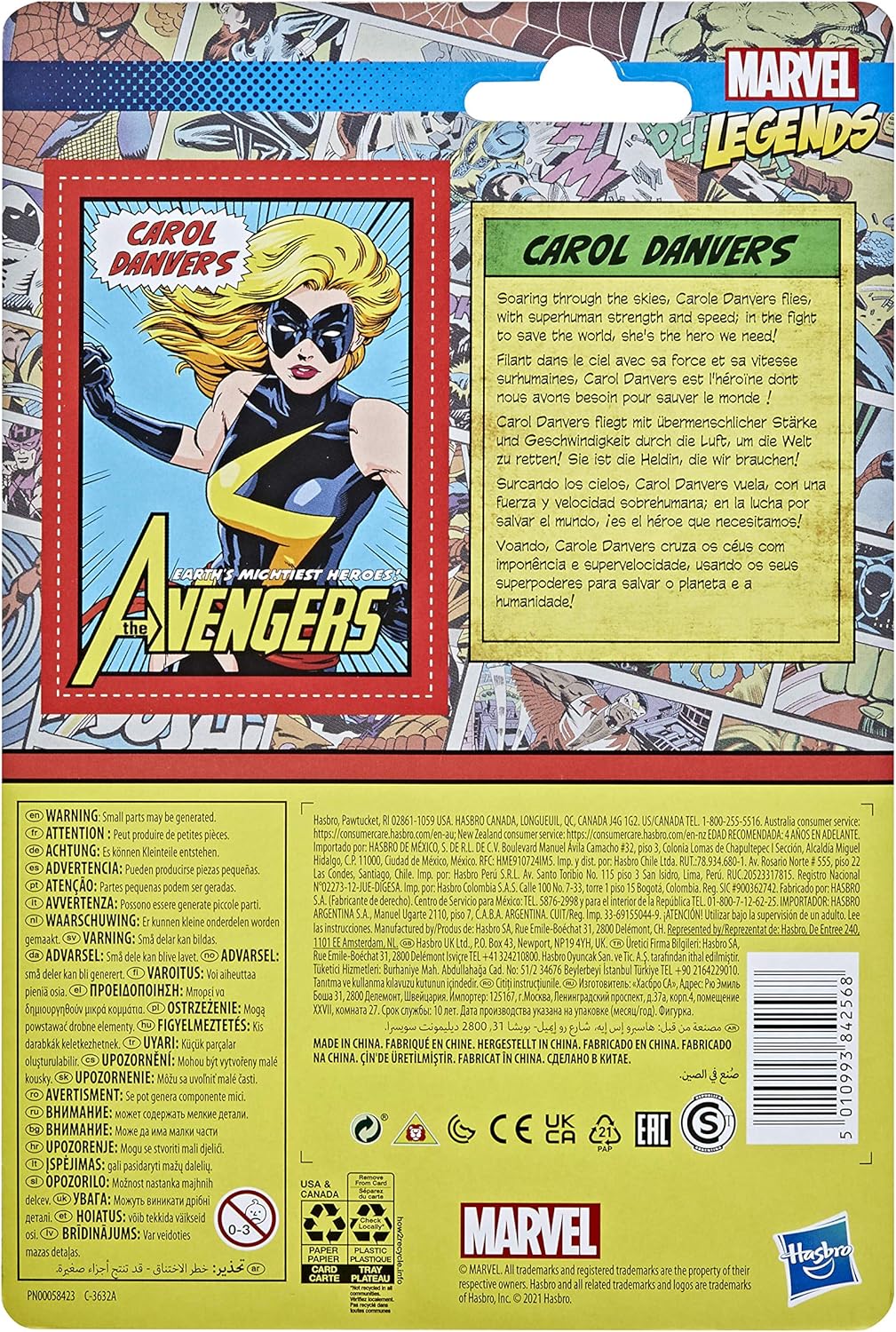 Hasbro Marvel Legends Series 3.75-inch Retro 375 Collection Carol Danvers Action Figure Toy