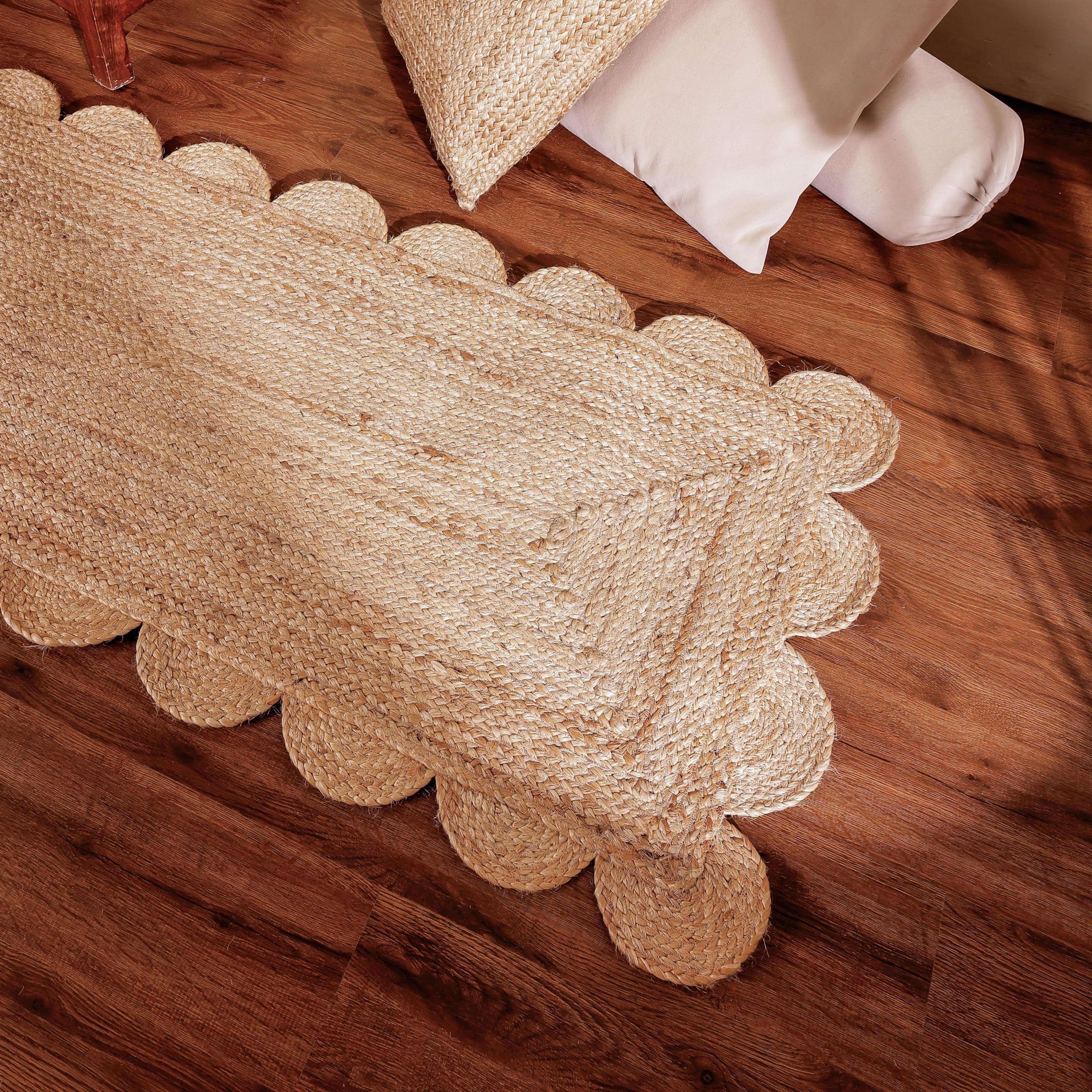 RUGSWEAVE Braided Woven Jute Runner Rug - Natural 2'x6' Farmhouse Rug for Entryway, Floor Carpet for Indoor Living Room, Bedroom