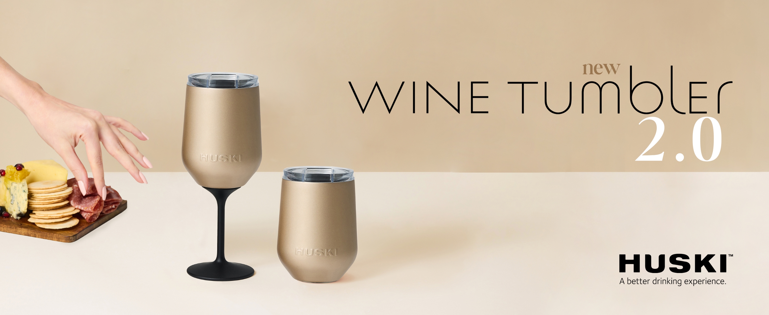 Huski Wine Tumbler 2.0 | NEW | Award-winning Design with Detachable Stem | Premium Stainless Steel Wine Glass with Lid | Triple Insulated Tumbler | 12oz Capacity | Great Gift (Powder Pink)