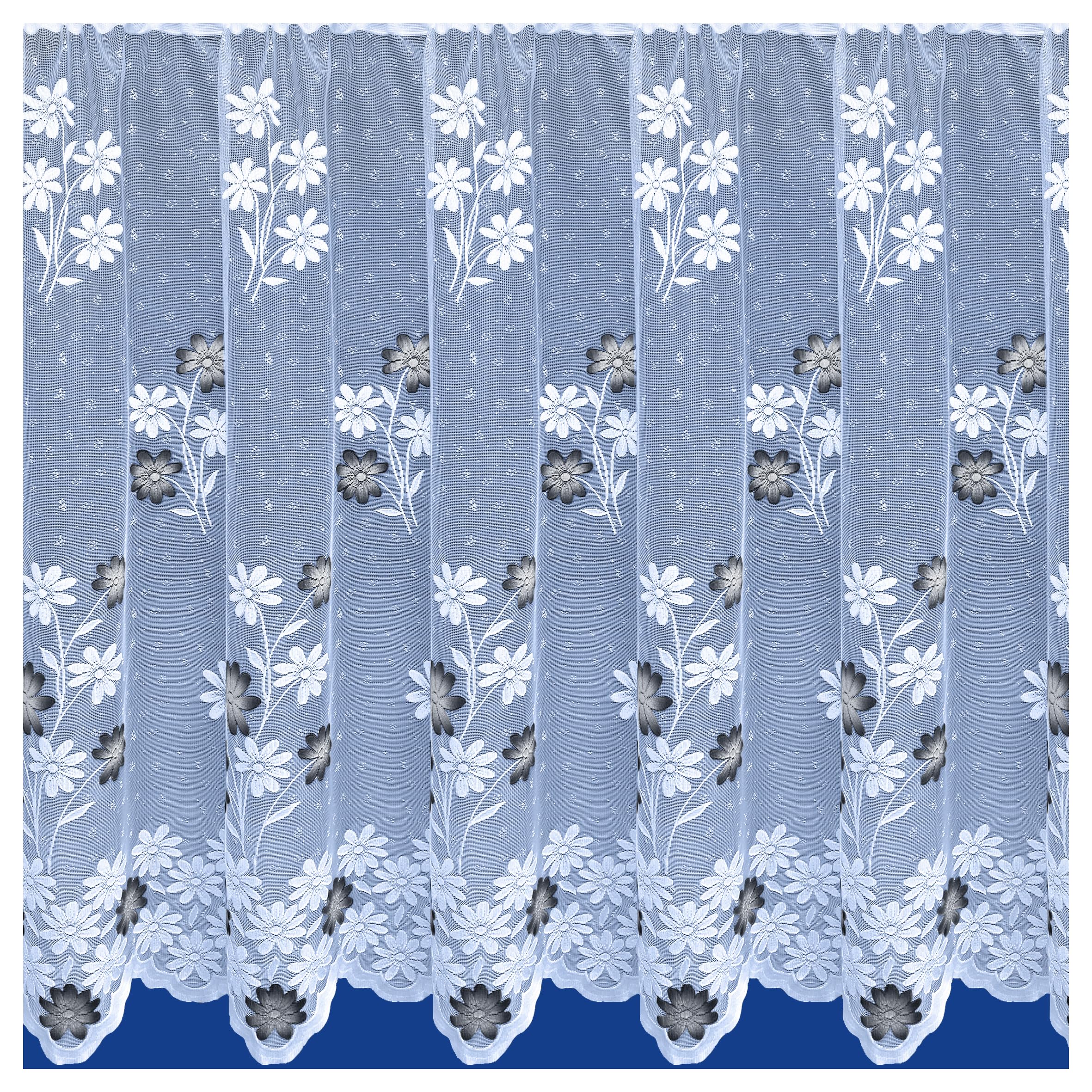 Tyrone Textiles Ltd Primrose - Coloured Floral Lace Net Curtain. Sold by the Metre (Grey, Drop - 54" / 137cm)