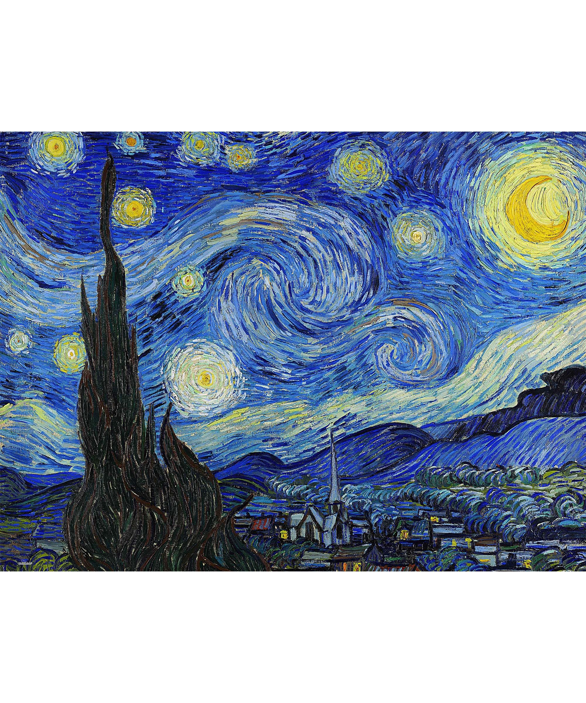 PieceRelax PieceClicks Plastic Jigsaw Puzzles for Adults 1000 Pieces Art Puzzle Vincent Van Gogh - The Starry Night - 25.2 x 18.9 Inches [U1107]