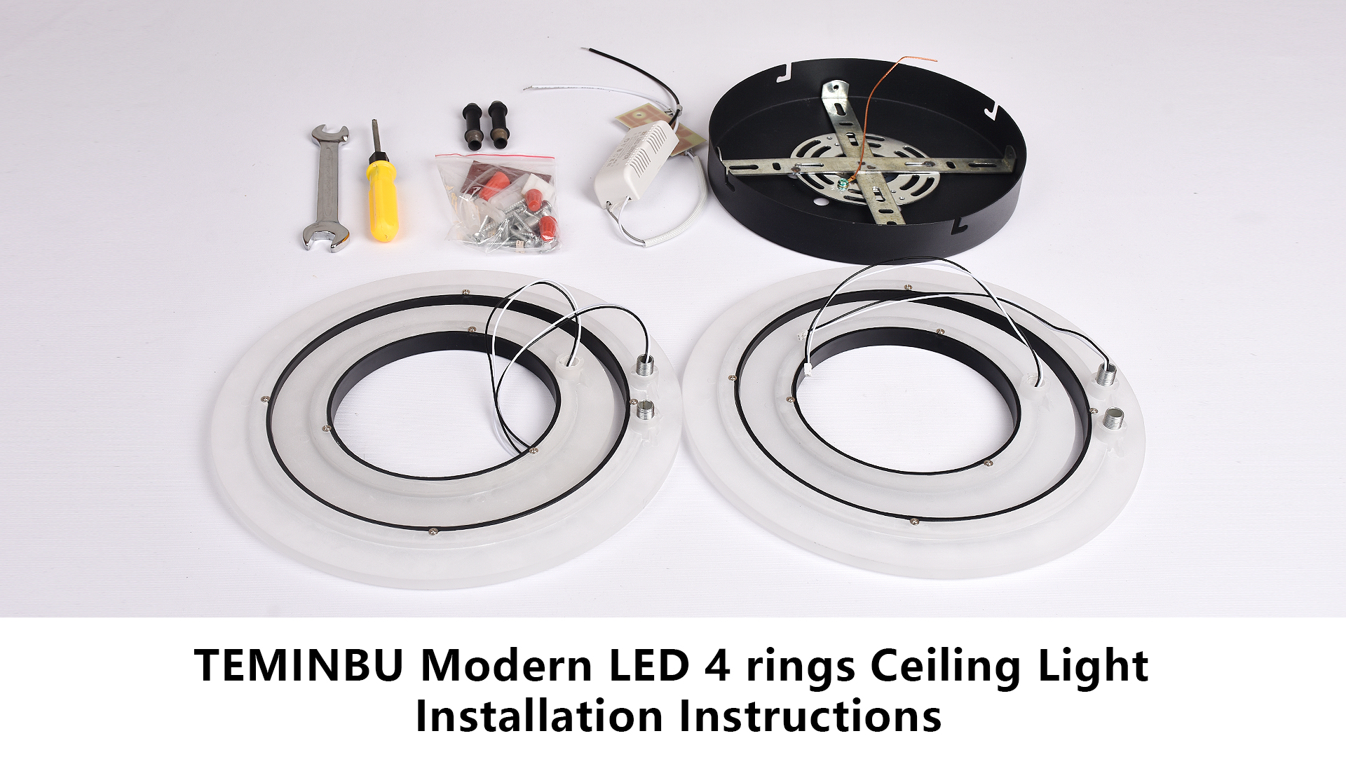 TEMINBU Modern LED Ceiling Light, White 4 Rings Flush Mount Ceiling Light, 4000K Lighting Fixture Ceiling Lamp for Kitchen, Bedroom, Living Room, Laundry Room - Image 7