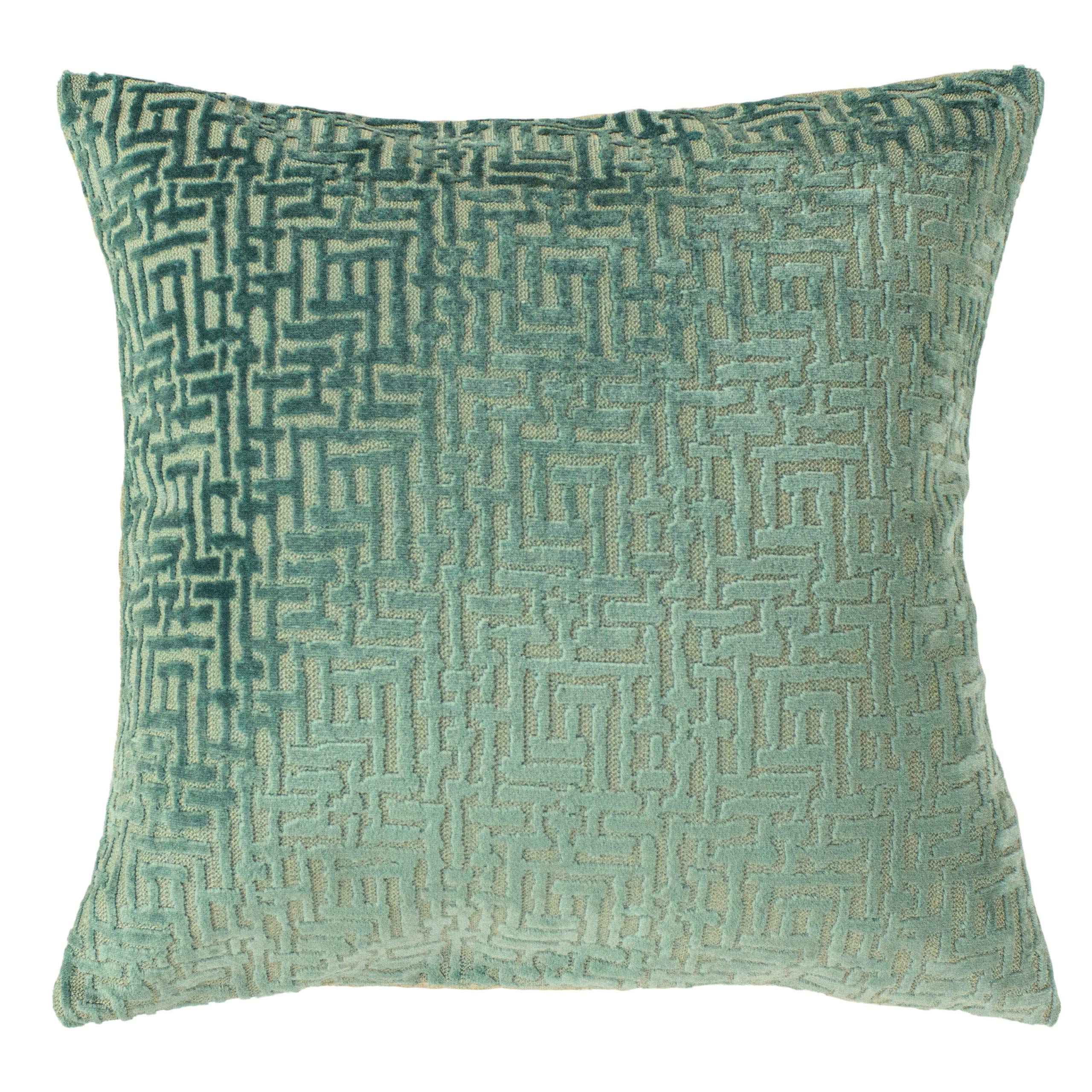 Paoletti Unisex Mint Delphi Maze Cut Velvet Cushion In | Size: 45Cm X 45Cm