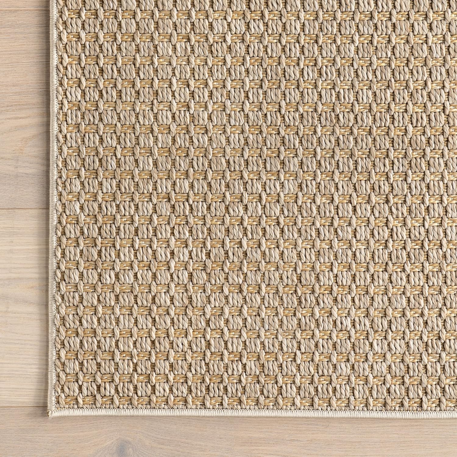 Beige Geometric Indoor/Outdoor Area Rug, 5' x 8'